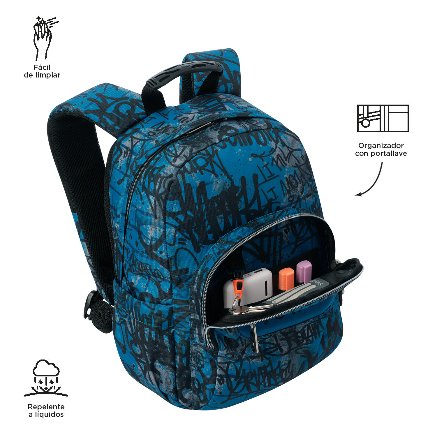 Totto Mochila escolar Tempera Urban Graph Poliéster reciclado 27 x 36.5 x 12 cm 5/5