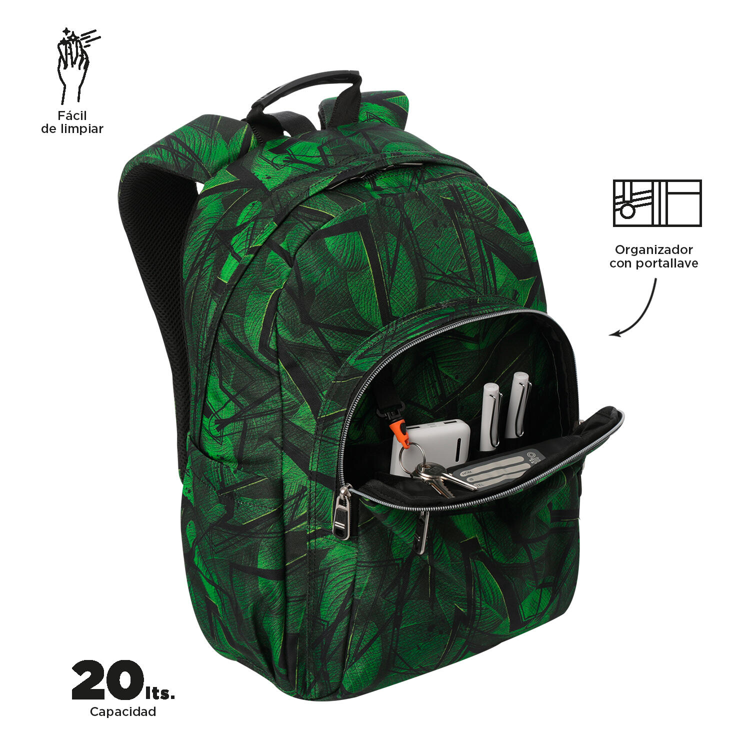Totto Mochila escolar Acuareles Jhony Jungle Poliéster reciclado 33 x 44 x 14 c 5/5