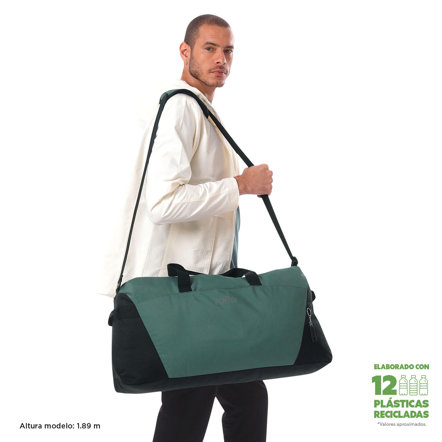 Totto Bolsa deporte Active Pro Silver Pine Poliéster reciclado 65 x 35 x 25 cm 2/5