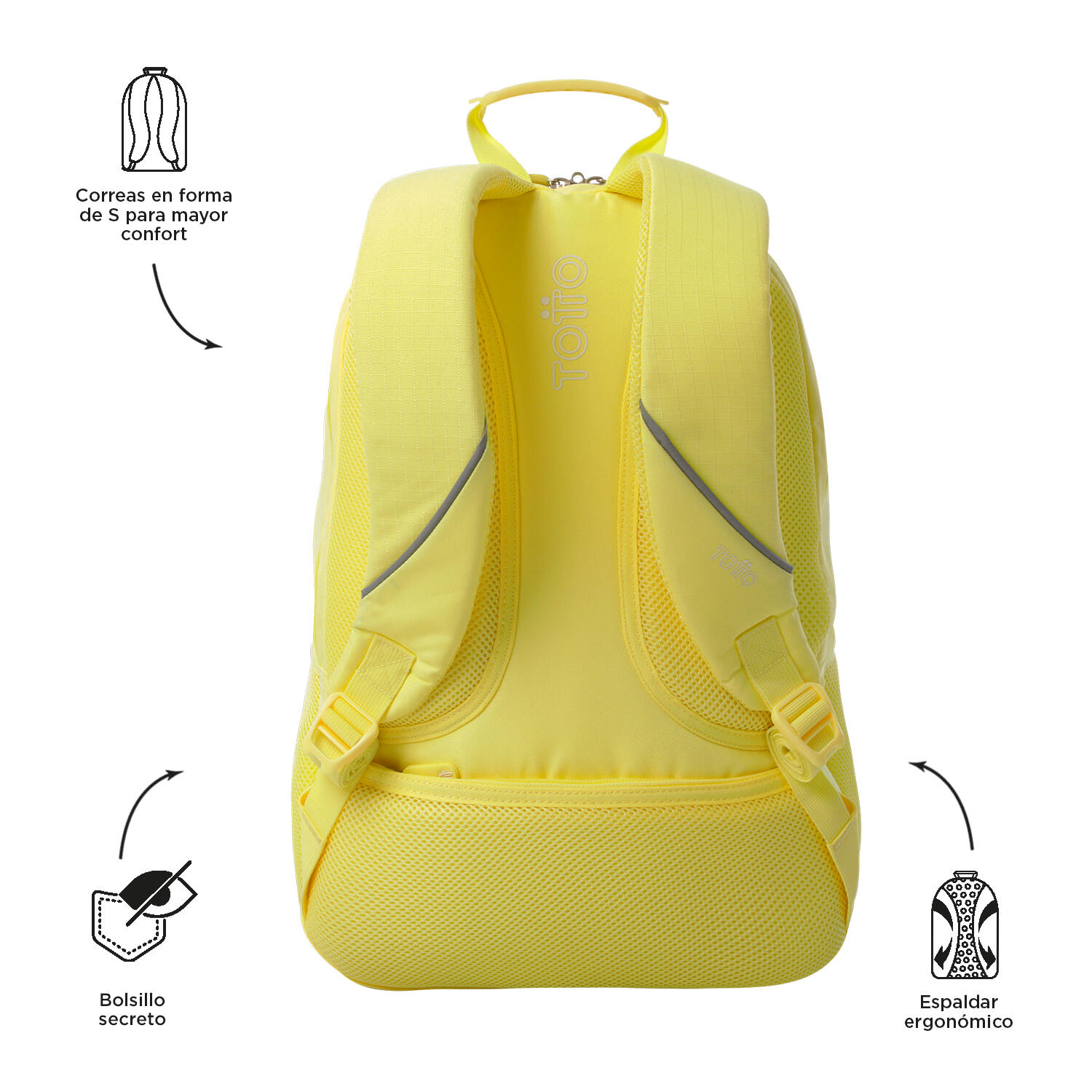 Totto Mochila urbana Cambri 2.0 Yellow Iris Poliéster 30.5 x 47 x 22.5 cm 4/5