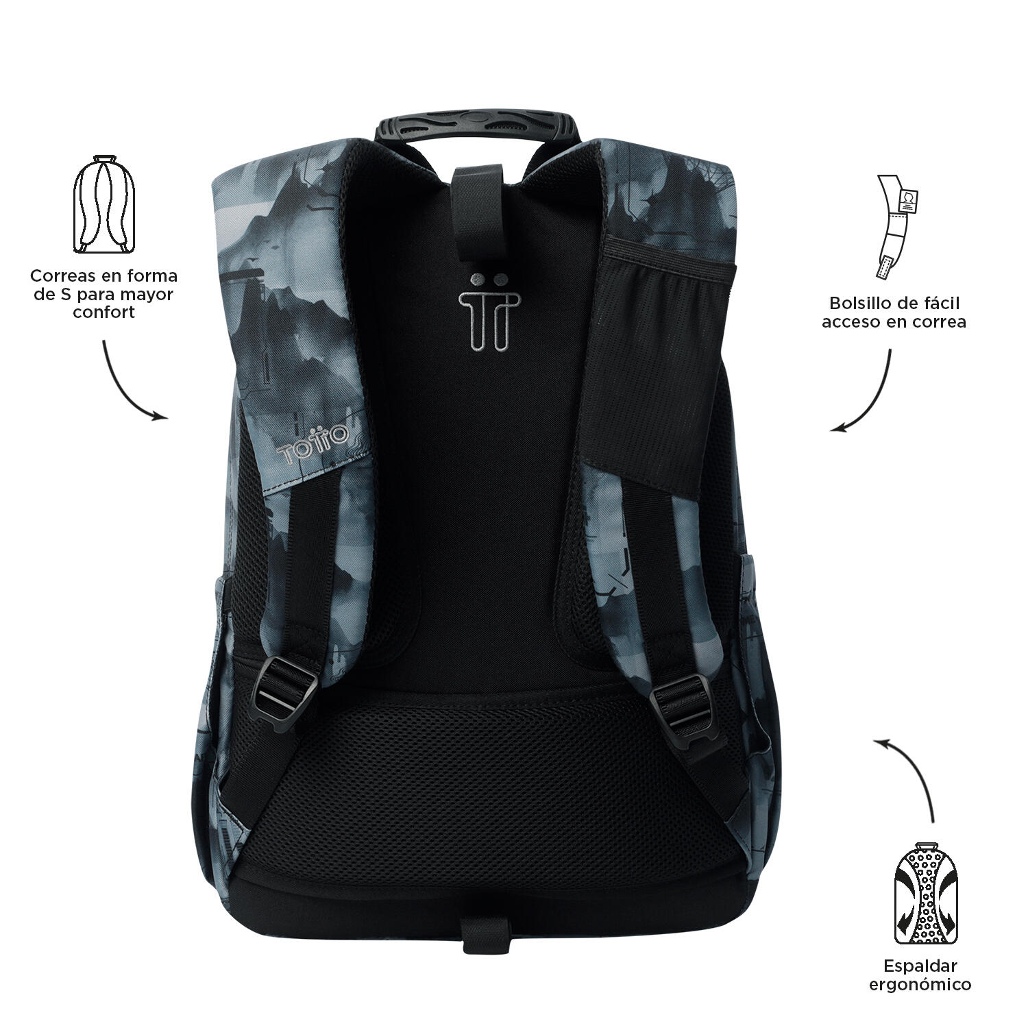Totto Mochila escolar Acuareles Digital Hill Poliéster reciclado 33 x 44 x 14 c 3/5