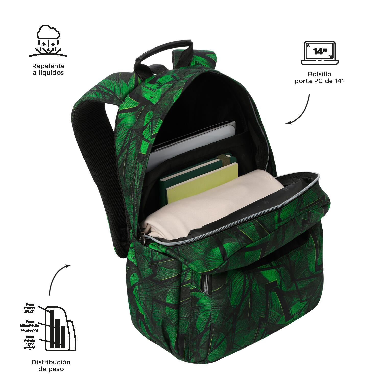 Totto Mochila escolar Acuareles Jhony Jungle Poliéster reciclado 33 x 44 x 14 c 4/5
