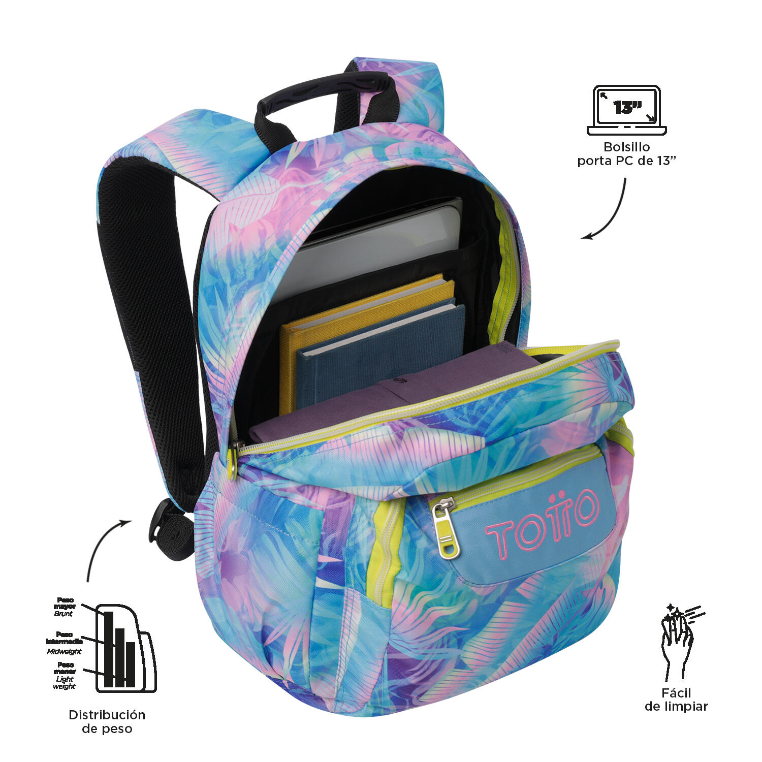 Totto Mochila escolar Gommas Prisma Poliéster reciclado 29 x 39 x 14 cm 4/5