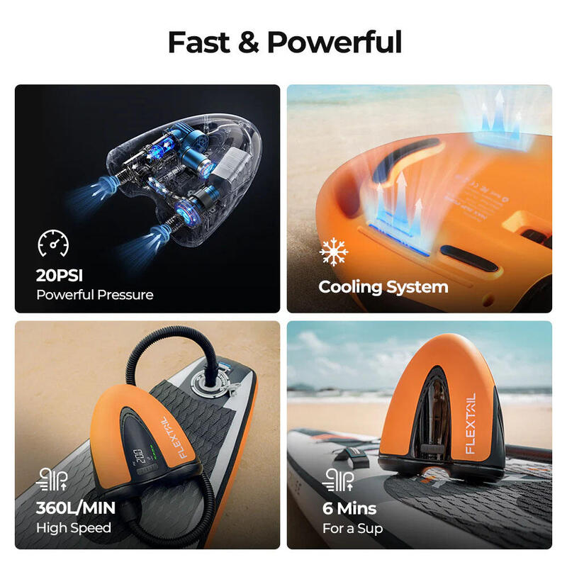 Pompa portabila Flextail Max SUP Pump, 20PSI pentru SUP si Kite, 8000 mAh, 1.7kg