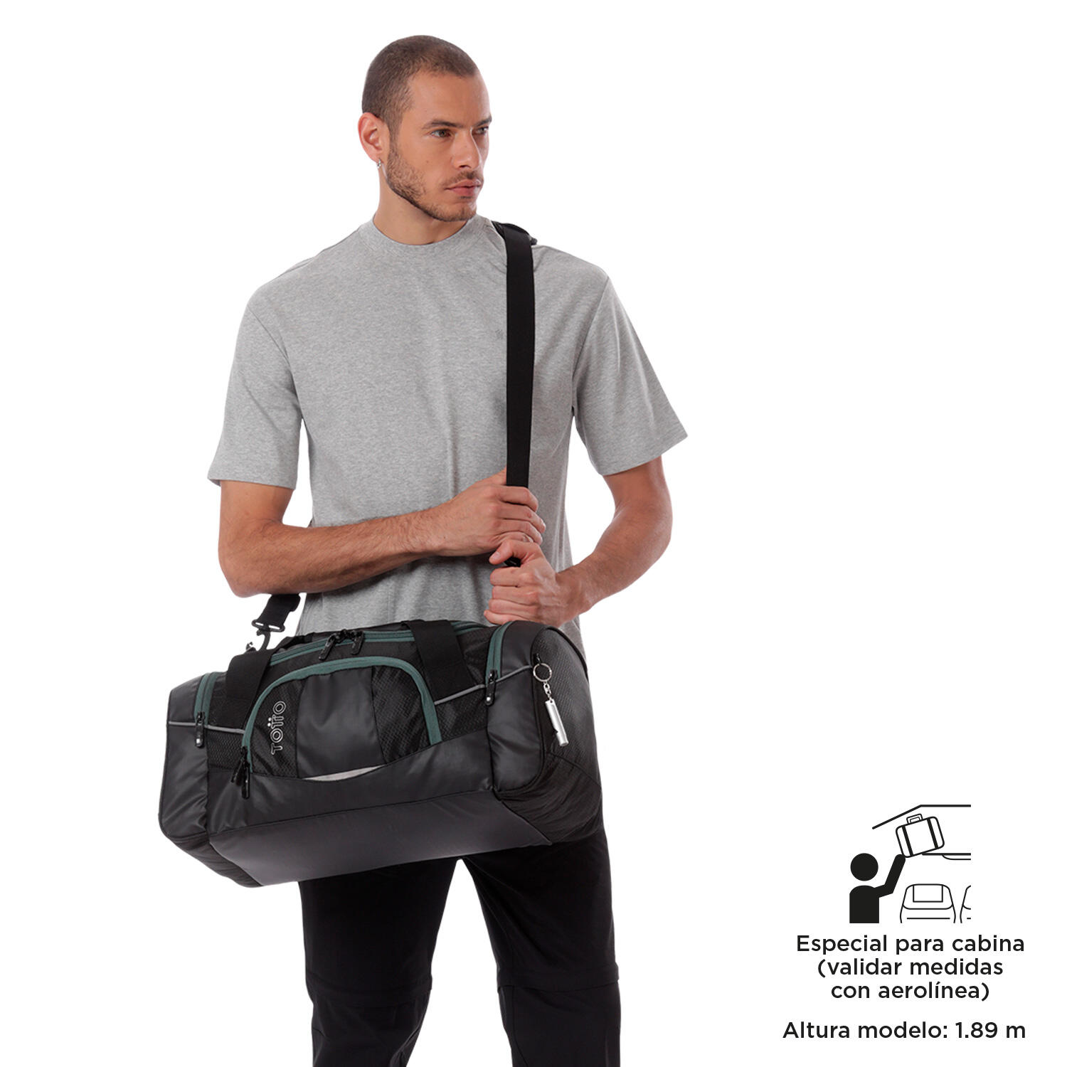 Totto Bolsa viaje Tek 2.0 Negro/Verde Poliéster 54 x 25 x 22.5 cm 2/5