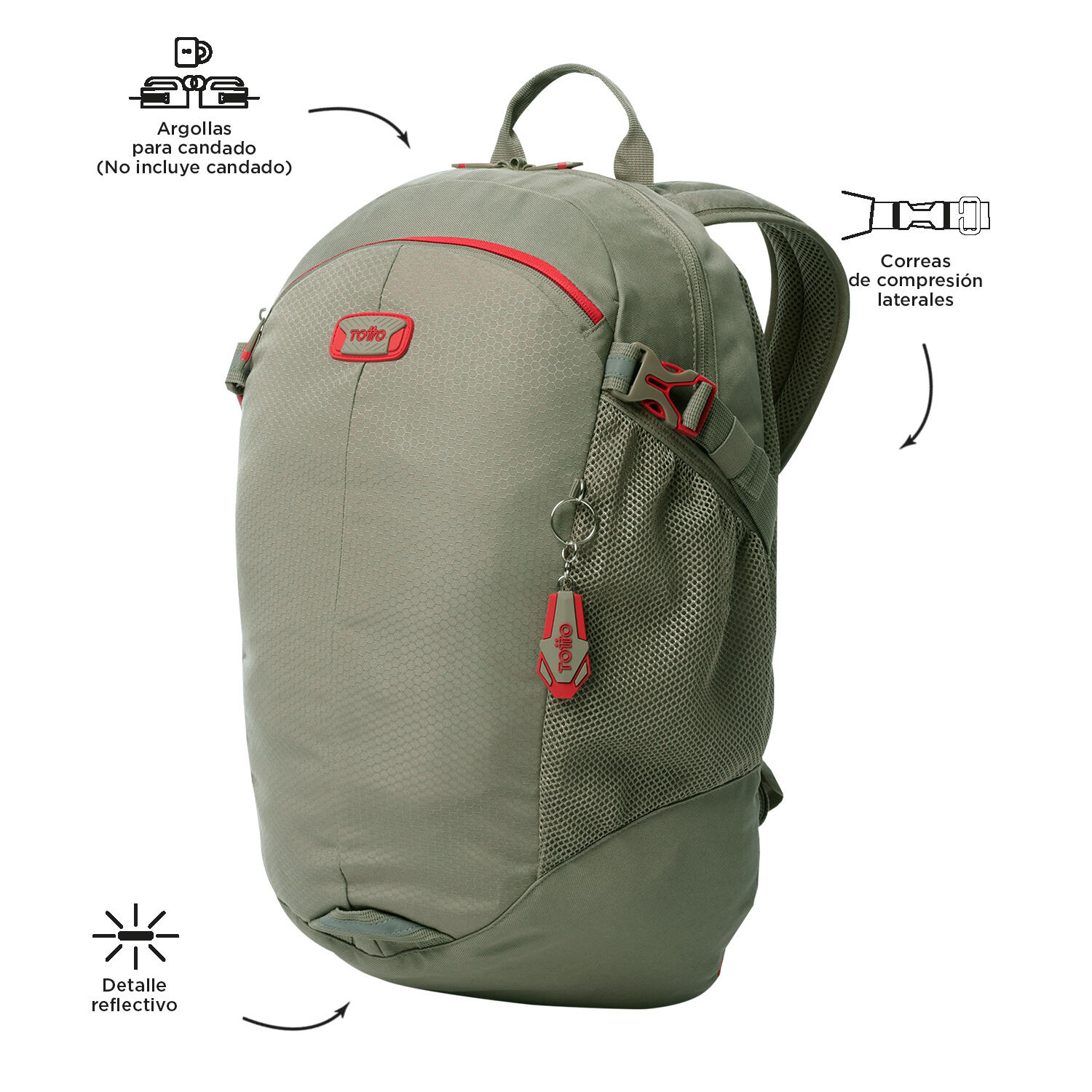 Totto Mochila urbana Deportto Desert Taupe Poliéster 29 x 47 x 15 cm 5/5