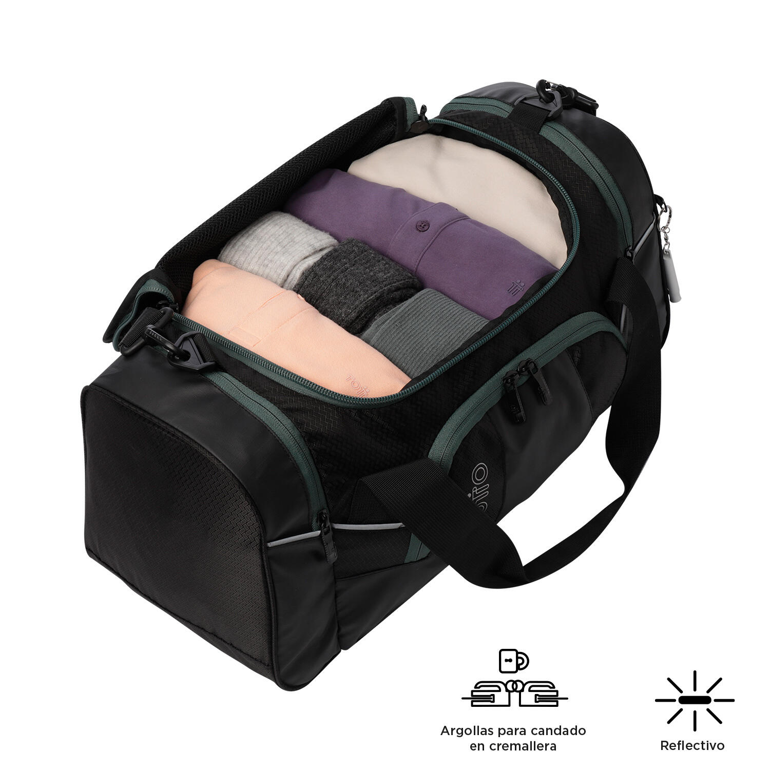 Totto Bolsa viaje Tek 2.0 Negro/Verde Poliéster 54 x 25 x 22.5 cm 4/5