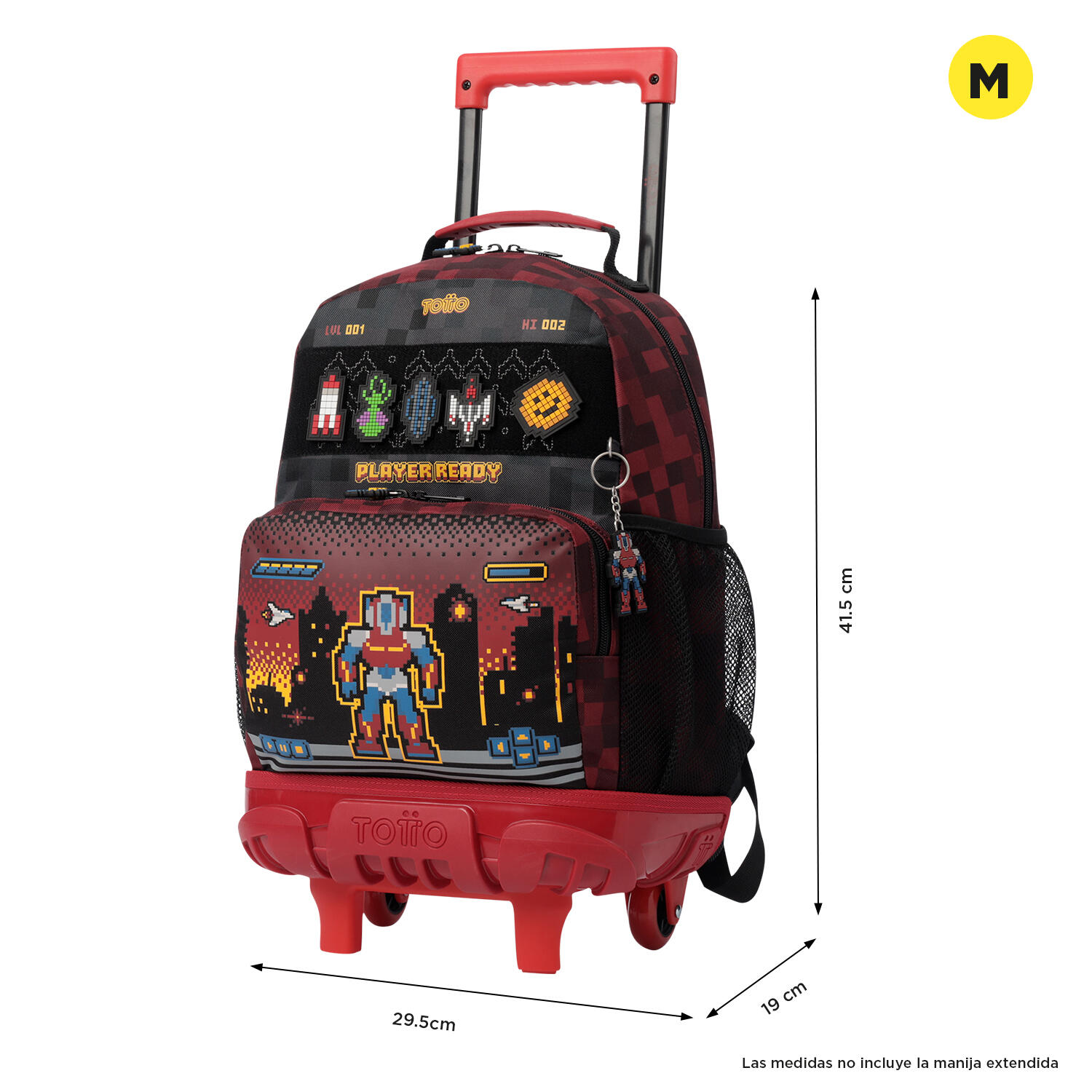 Totto Mochila infantil ruedas Digibot Rojo Poliéster 29.5 x 41.5 x 19 cm 3/5
