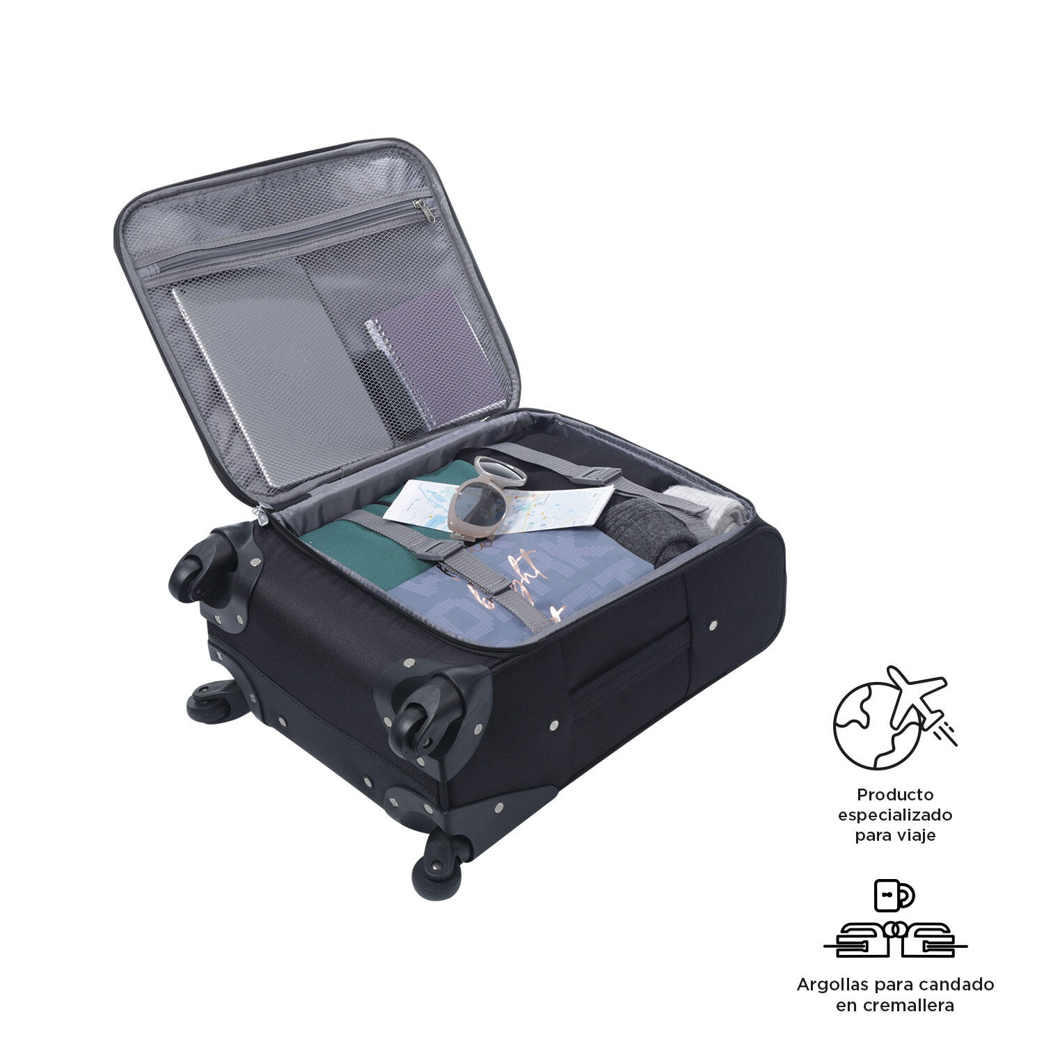 Totto Maleta de cabina Andromeda 2.0 Black Poliéster 40 x 55 x 20 cm 3/4