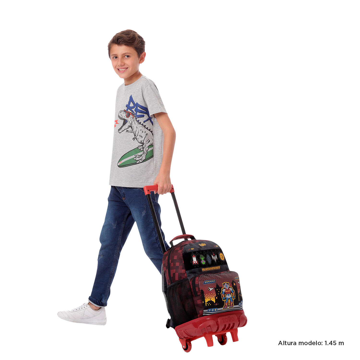 Totto Mochila infantil ruedas Digibot Rojo Poliéster 29.5 x 41.5 x 19 cm 2/5