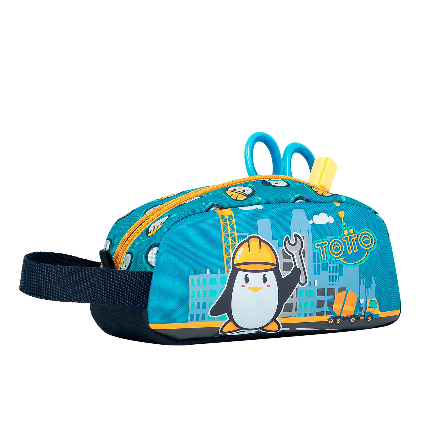 Totto Estuche infantil Funny Penguin Azul Poliéster 22 x 10.5 x 8 cm 3/4