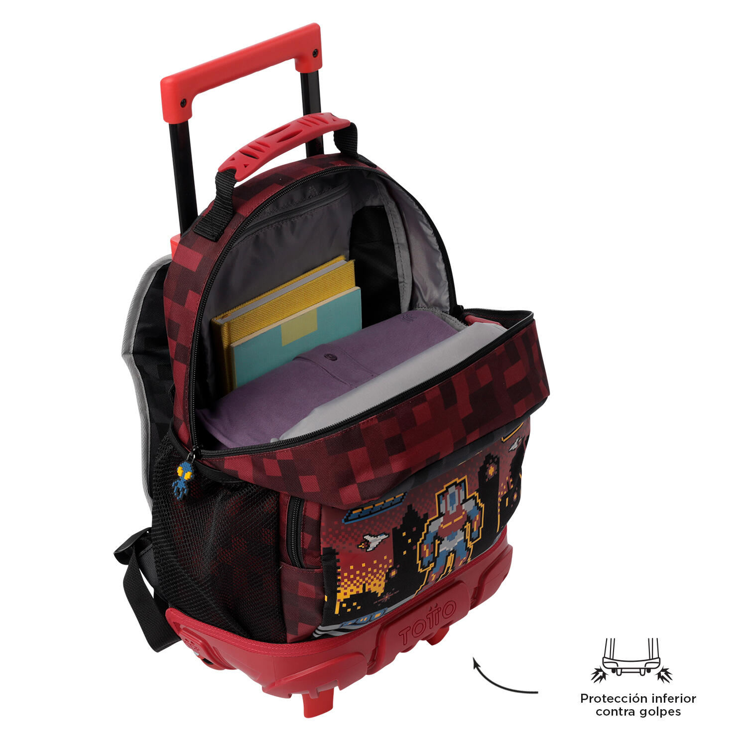 Totto Mochila infantil ruedas Digibot Rojo Poliéster 29.5 x 41.5 x 19 cm 5/5