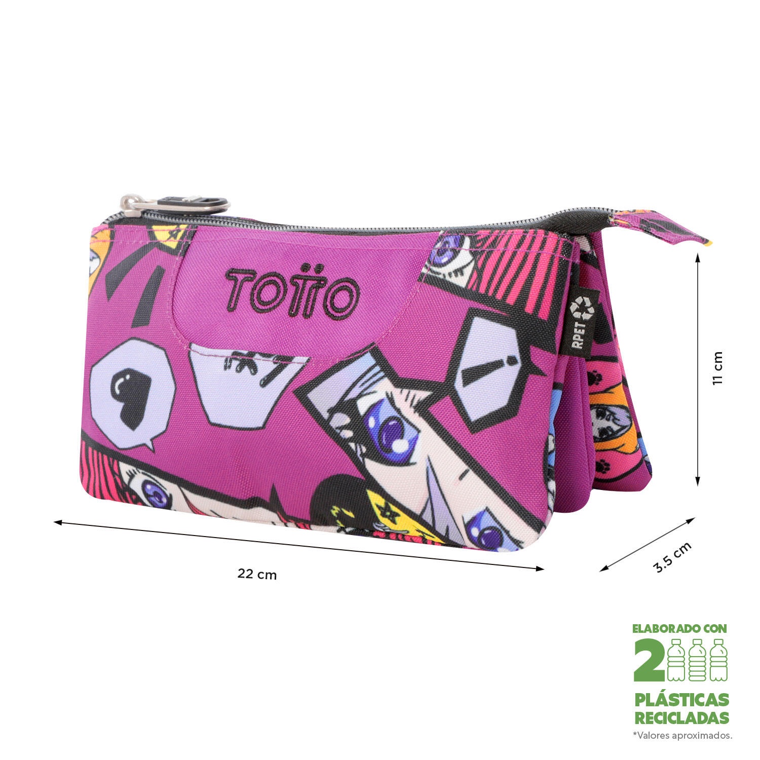 Totto Estuche escolar Tablero Kitsune Poliéster reciclado 22 x 11 x 3.5 cm 2/4
