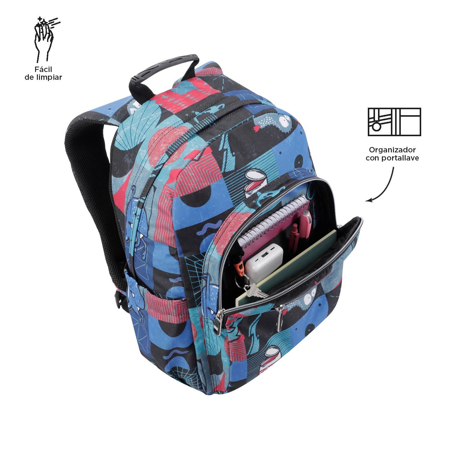 Totto Mochila escolar Acuarela Cyber monstruos Poliéster 33 x44 x14 cm 5/5