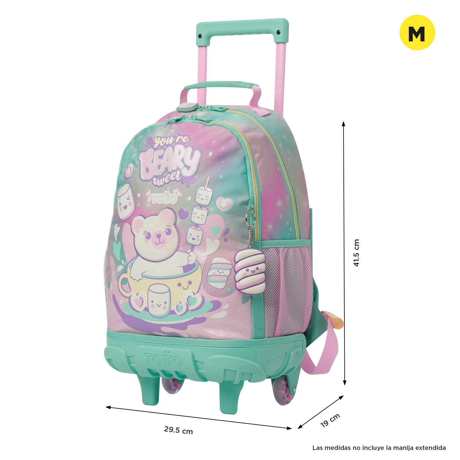 Totto Mochila infantil ruedas Mellow Rosa Poliéster 29.5 x 41.5 x 19 cm 3/5