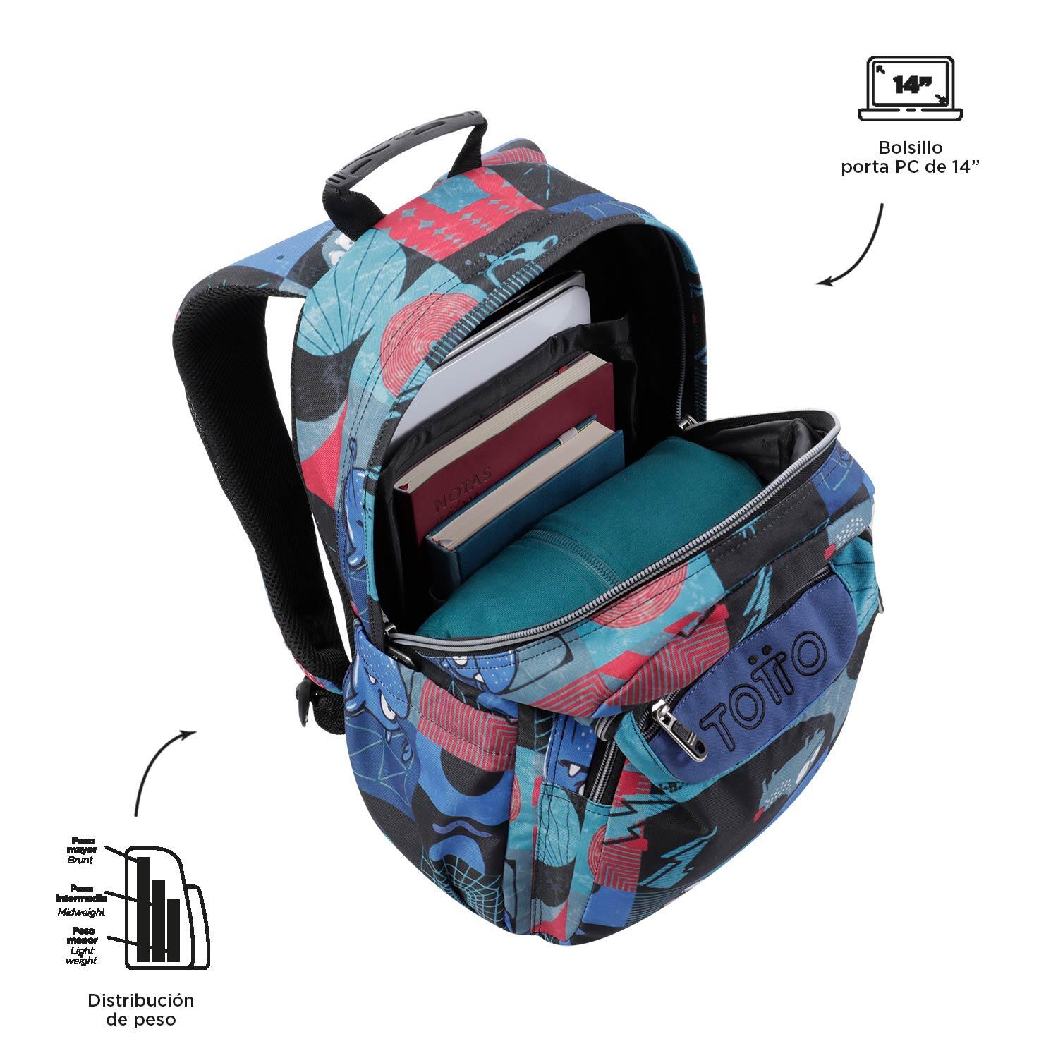 Totto Mochila escolar Acuarela Cyber monstruos Poliéster 33 x44 x14 cm 4/5