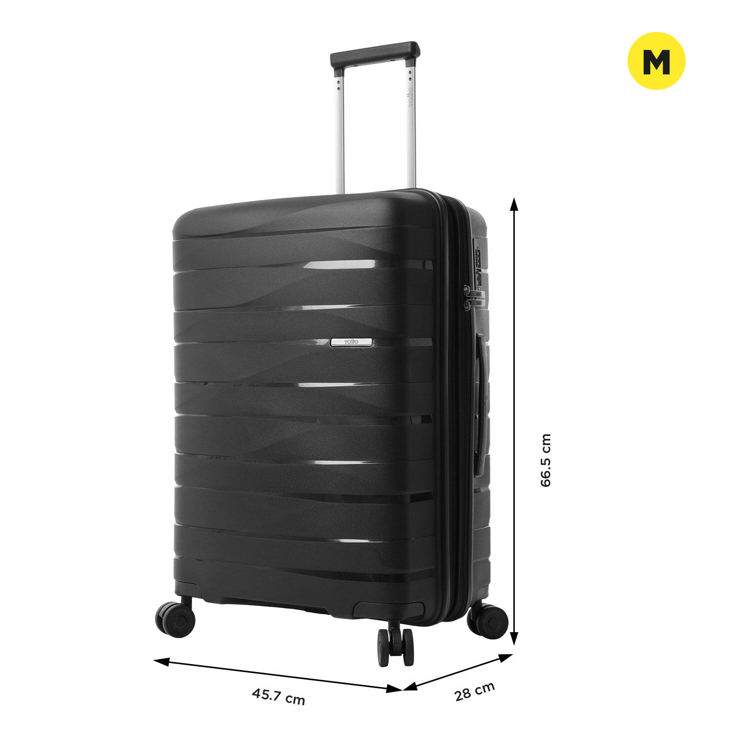 Totto Maleta mediana Glide Negro Polipropileno 45.7 x 66.5 x 28 cm 3/5