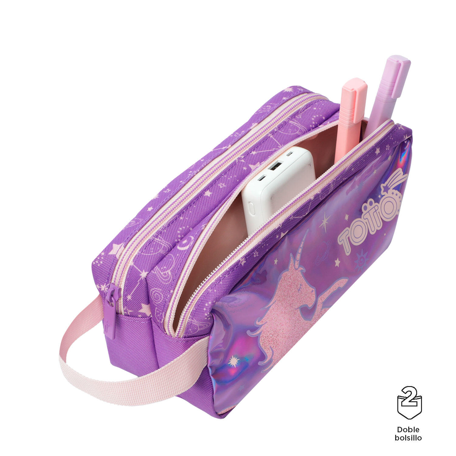 Totto Estuche infantil Unispace Morado Poliéster 24 x 12 x 10 cm 3/4