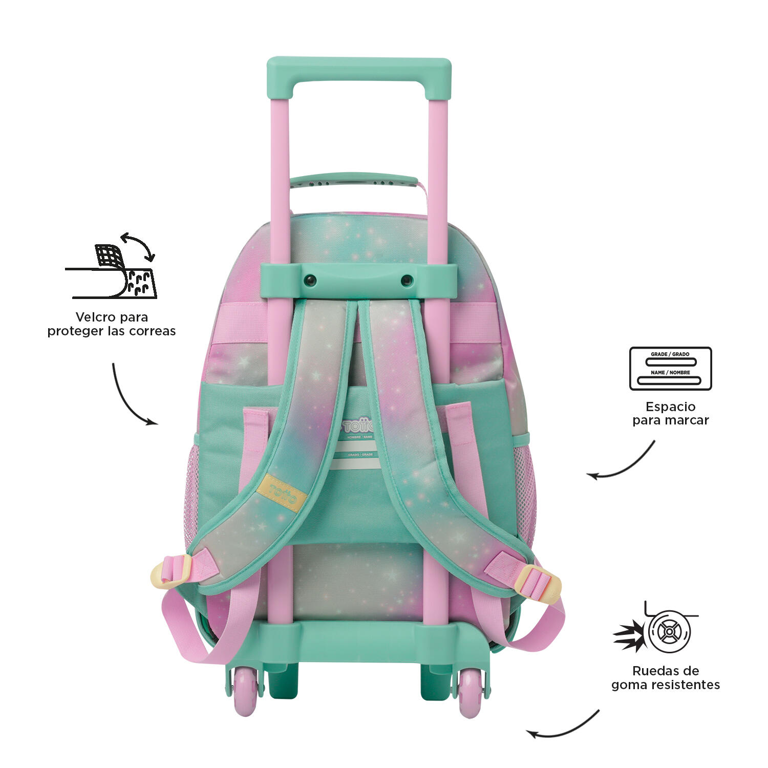 Totto Mochila infantil ruedas Mellow Rosa Poliéster 29.5 x 41.5 x 19 cm 4/5