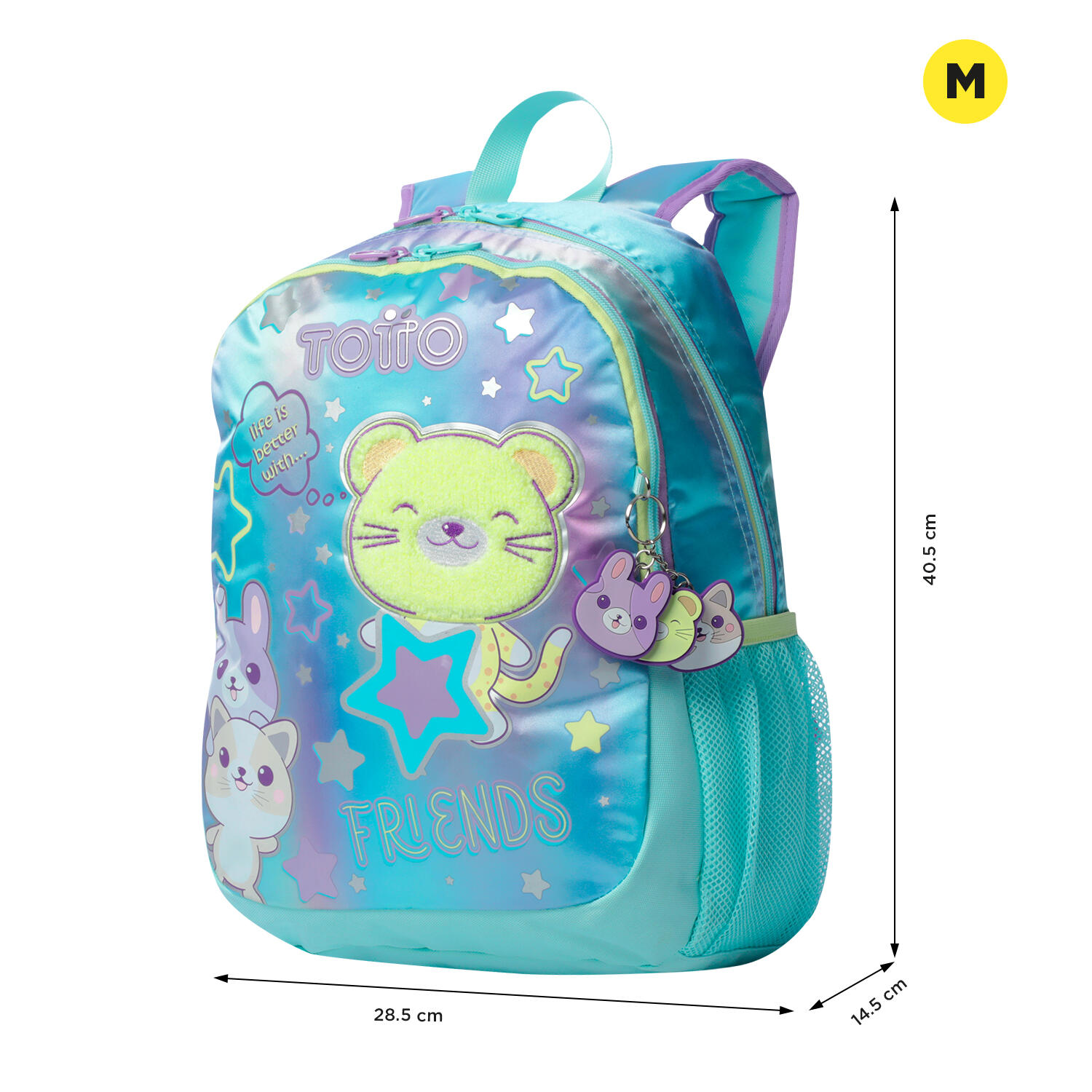 Totto Mochila infantil Friends Morado y verde agua Poliéster 28.5 x 40.5 x 14.5 3/5