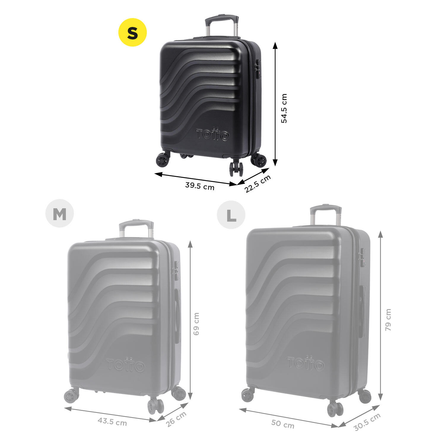 Totto Maleta de cabina Bazy+ Expandible Negro Policarbonato 39.5 x 54.5 x 22.5 2/5