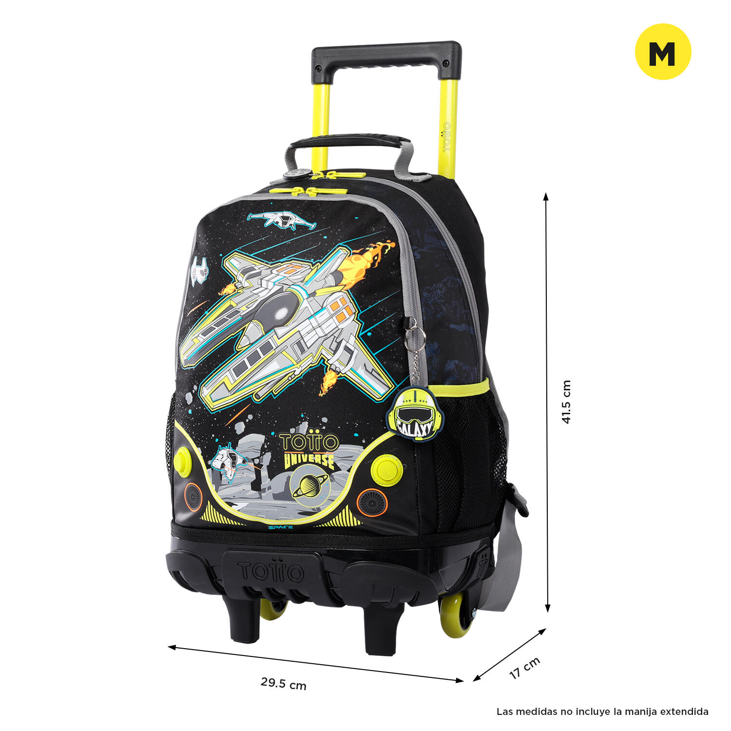 Totto Mochila infantil ruedas Spaceship Negro Poliéster 29.5 x 41.5 x 17 cm 2/5