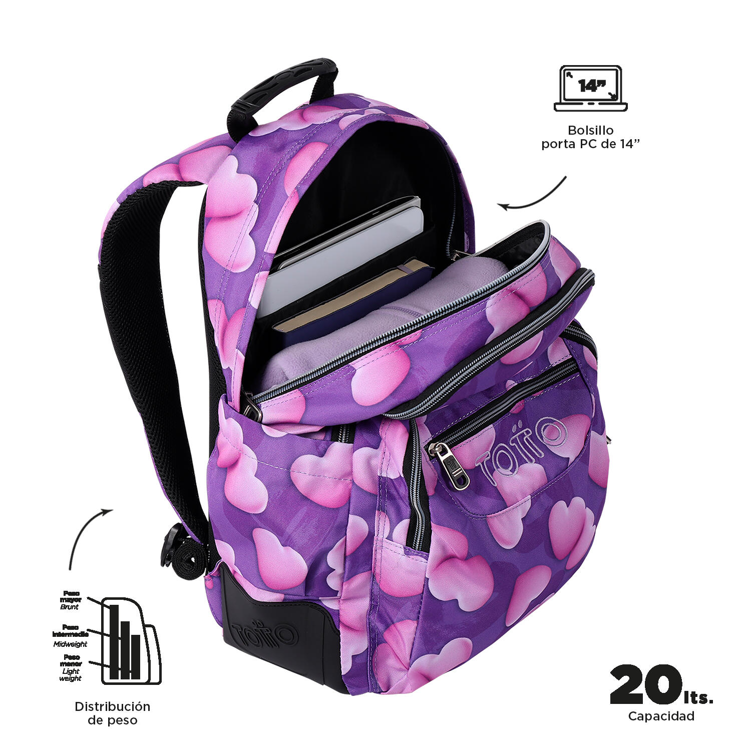 Totto Mochila escolar Rayol Chubby Poliéster 33 x44 x13.5 cm 4/5