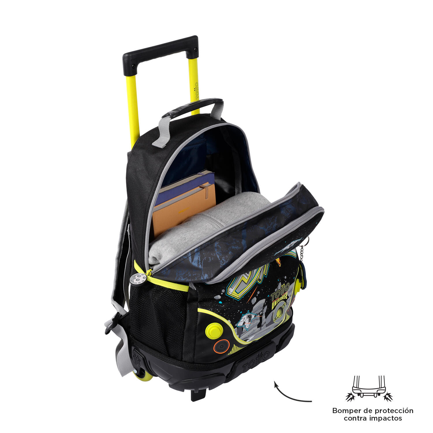 Totto Mochila infantil ruedas Spaceship Negro Poliéster 29.5 x 41.5 x 17 cm 4/5
