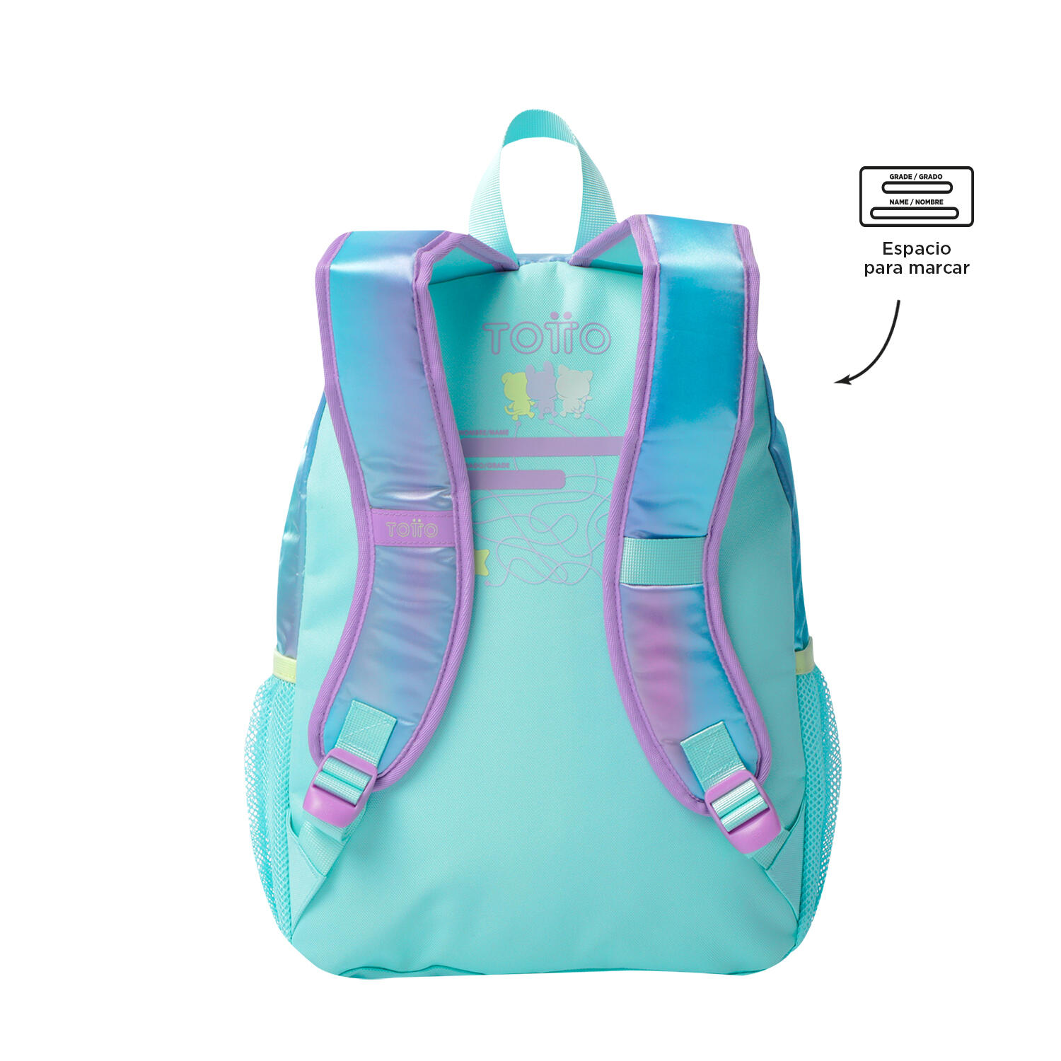 Totto Mochila infantil Friends Morado y verde agua Poliéster 28.5 x 40.5 x 14.5 4/5