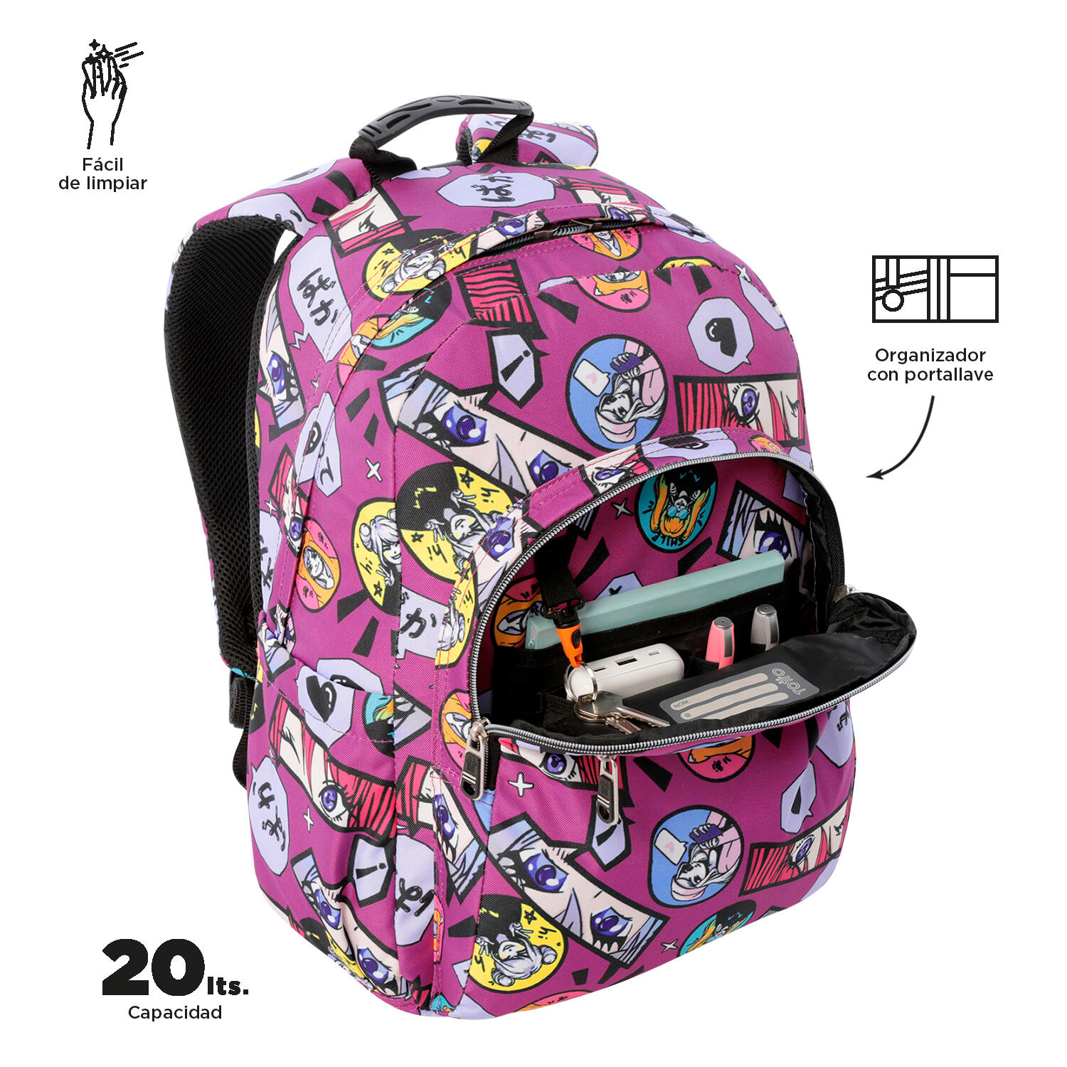 Totto Mochila escolar Acuareles Kitsune Poliéster reciclado 33 x 44 x 14 cm 5/5