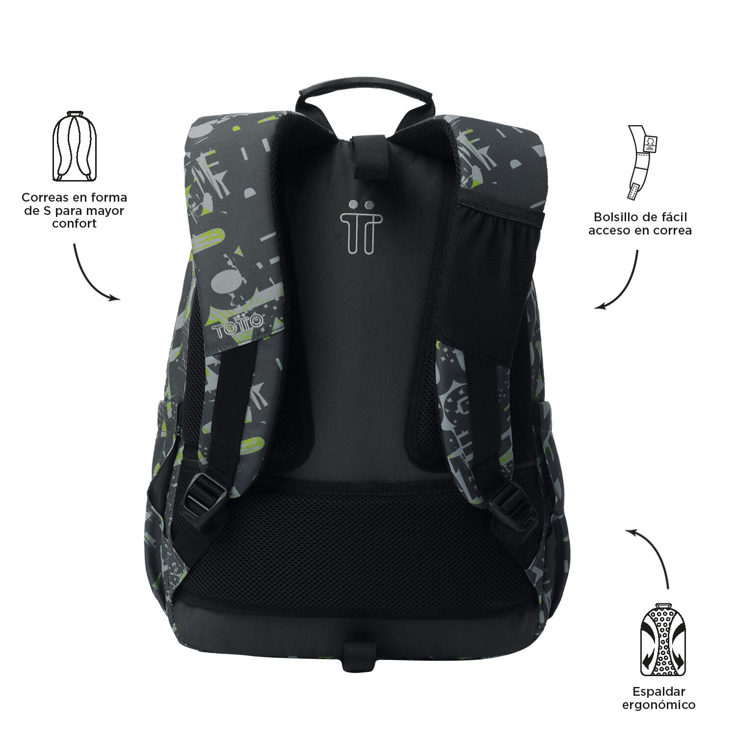 Totto Mochila escolar Acuareles Texgrunge Poliéster reciclado 33 x 44 x 14 cm 3/5