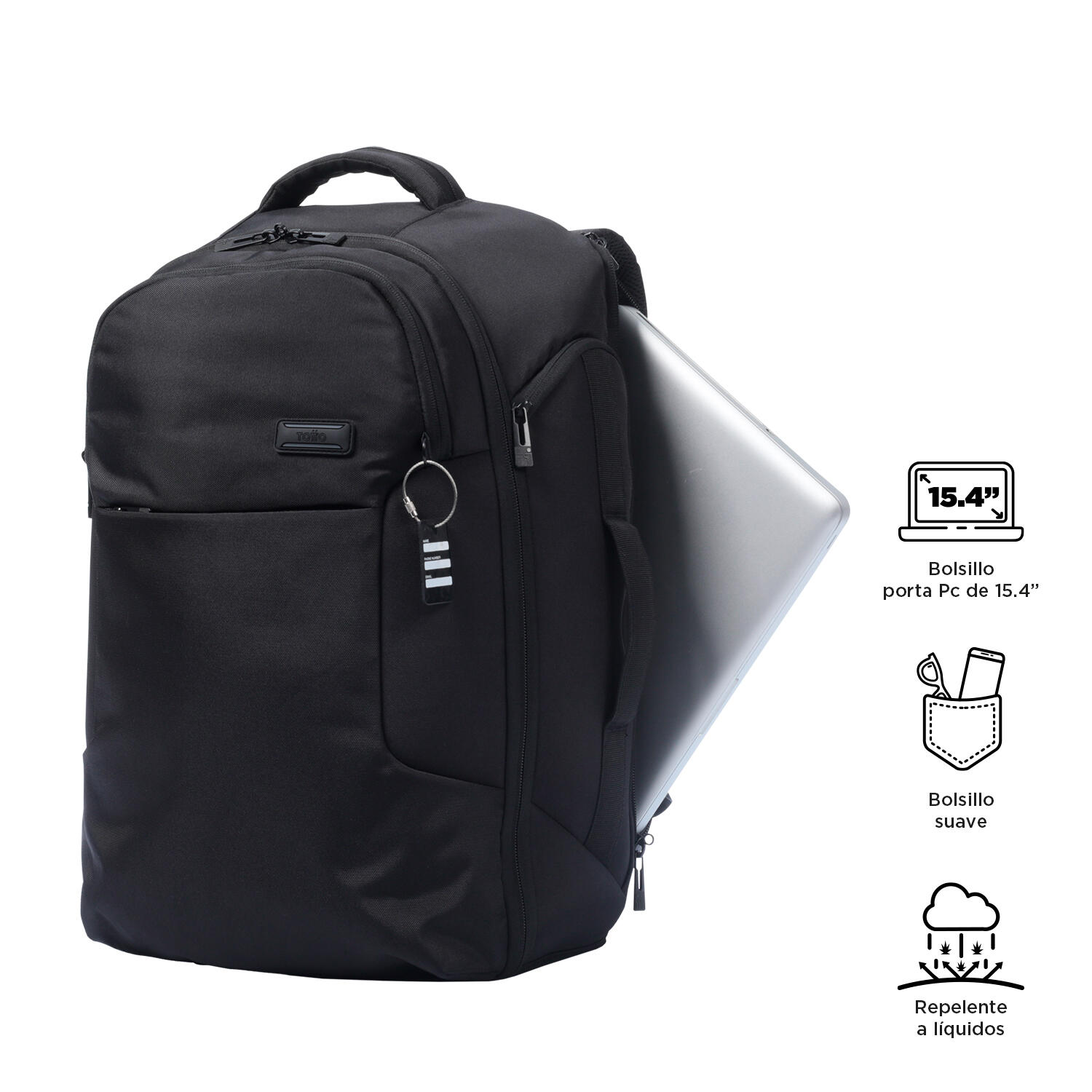 Totto Mochila viaje Convey 2.0 Negro Poliéster 34 x 50 x 18 cm 4/5