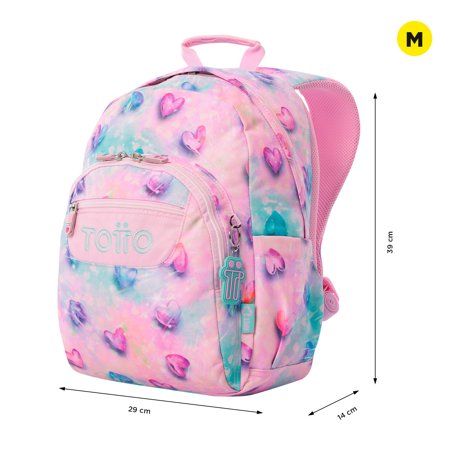 Totto Mochila escolar Gommas Shiny Heart Poliéster reciclado 29 x 39 x 14 cm 2/5