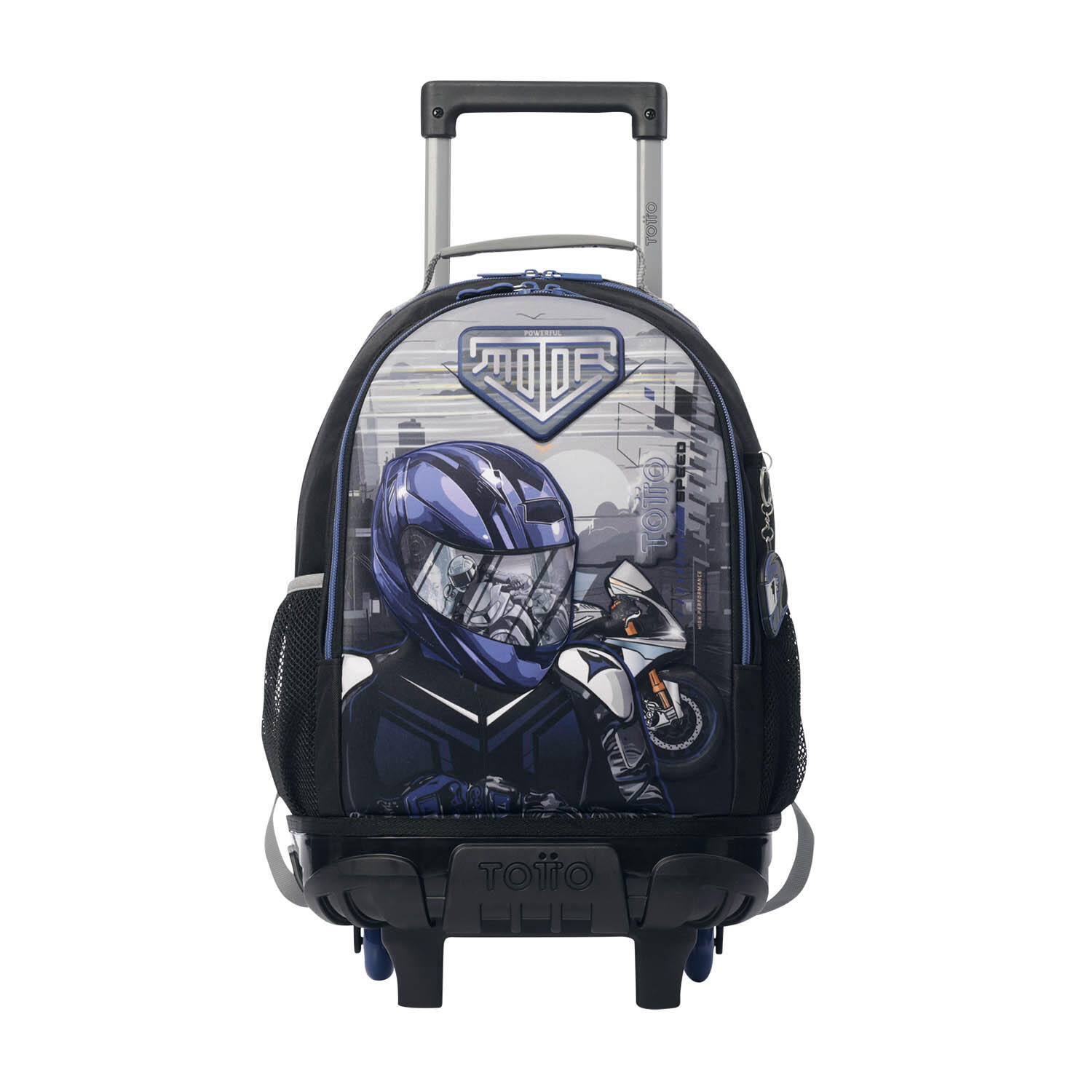 Totto Mochila infantil ruedas Helmet Racer Negro Poliéster 29.5 x 41.5 x 19 cm 1/5