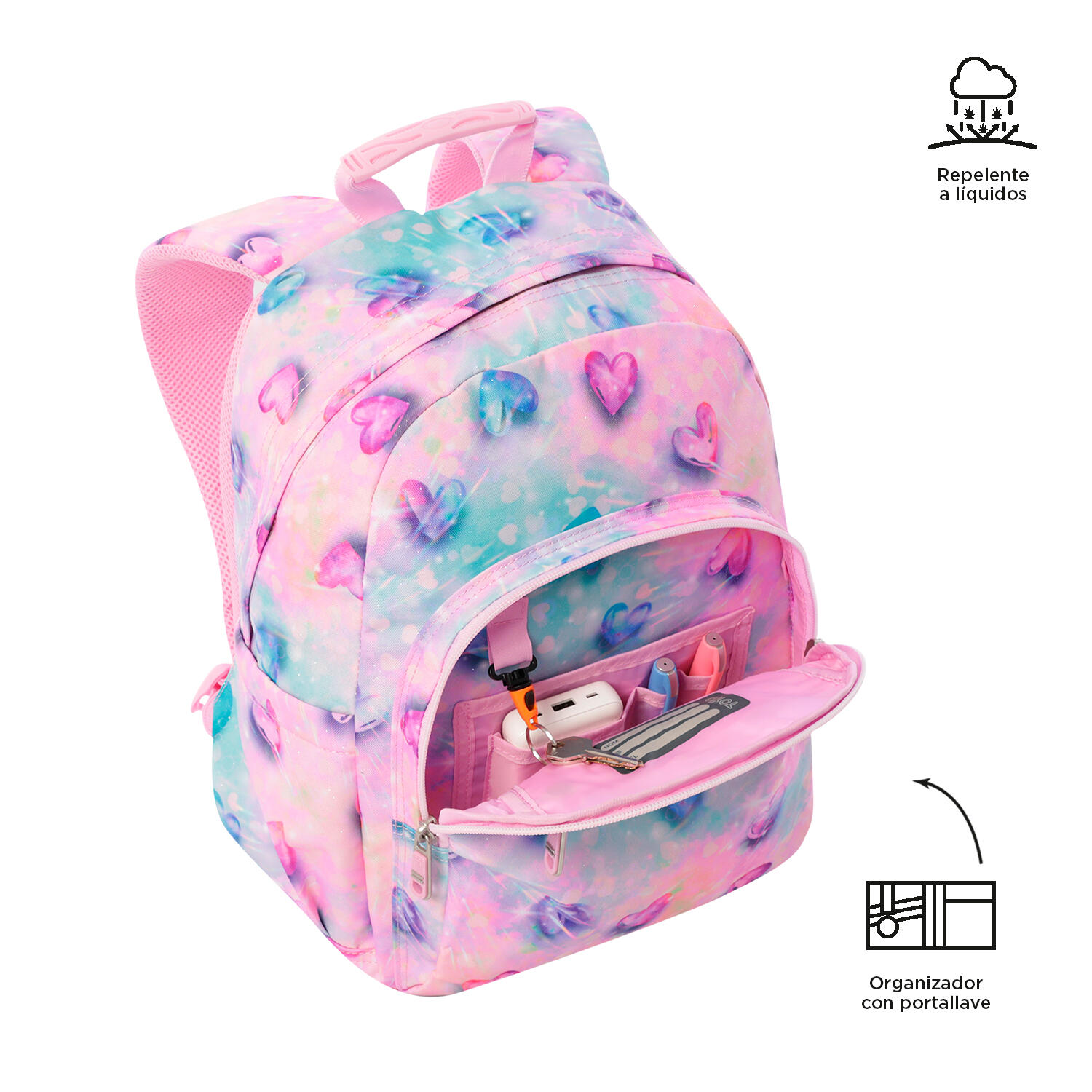 Totto Mochila escolar Gommas Shiny Heart Poliéster reciclado 29 x 39 x 14 cm 5/5