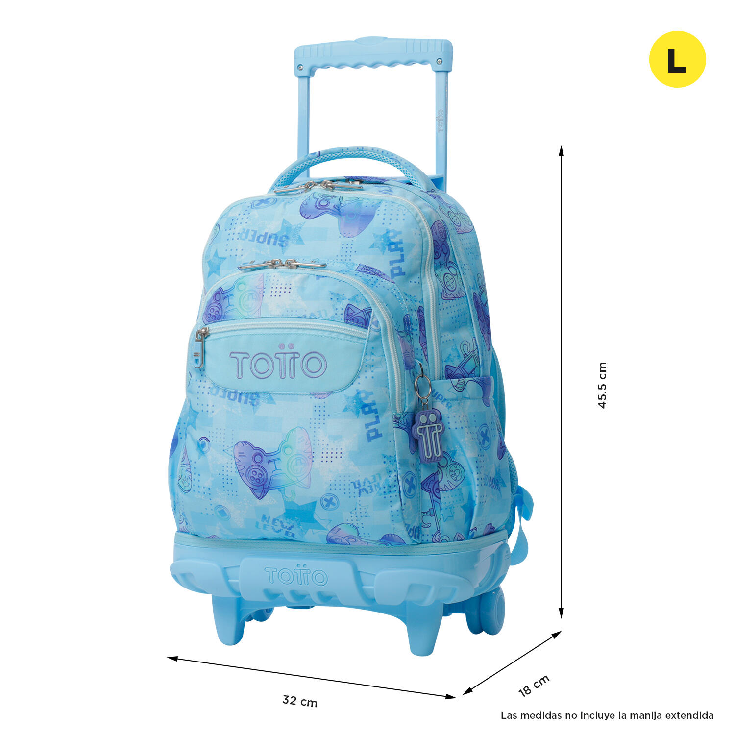Totto Mochila escolar ruedas Renglones Polar Poliéster reciclado 32 x 45.5 x 18 3/5