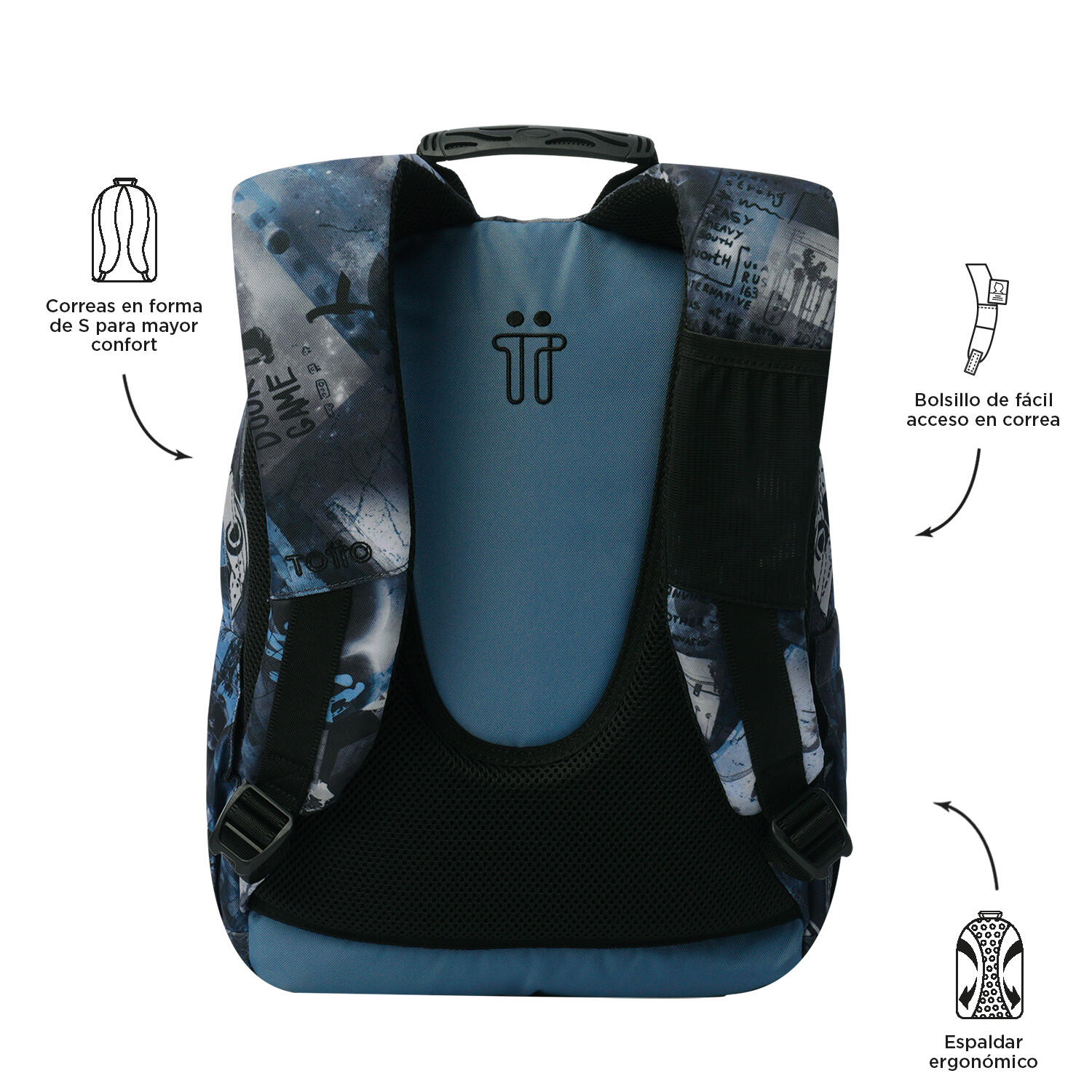Totto Mochila escolar Gommas Film Poliéster reciclado 29 x 39 x 14 cm 3/5