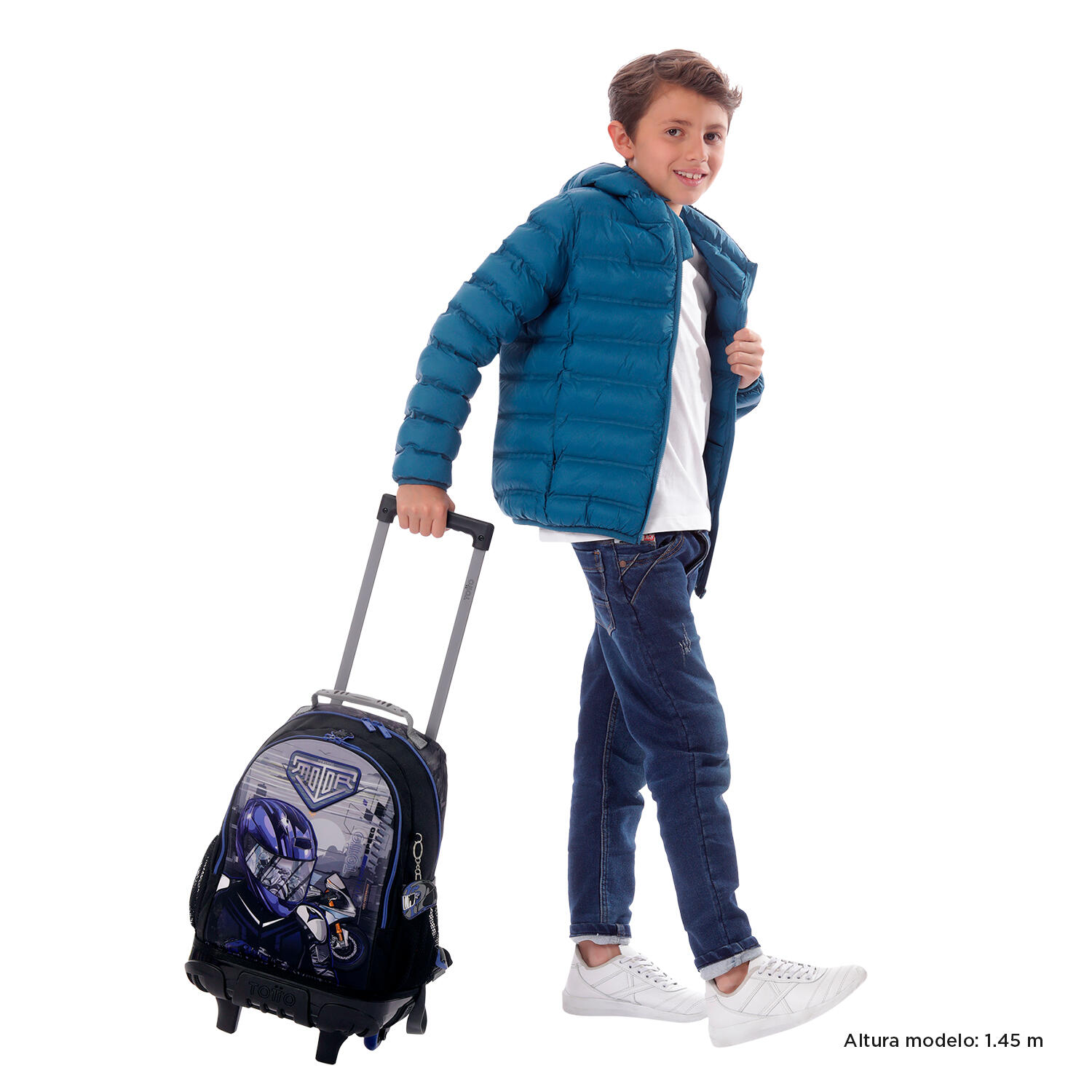 Totto Mochila infantil ruedas Helmet Racer Negro Poliéster 29.5 x 41.5 x 19 cm 2/5