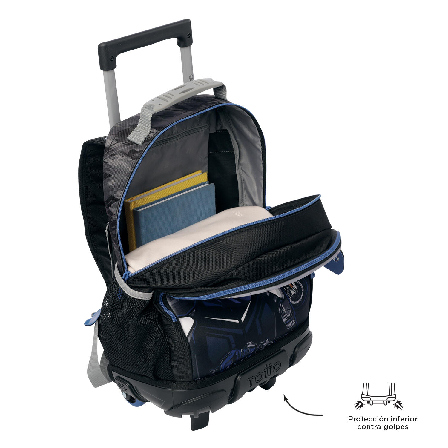 Totto Mochila infantil ruedas Helmet Racer Negro Poliéster 29.5 x 41.5 x 19 cm 5/5