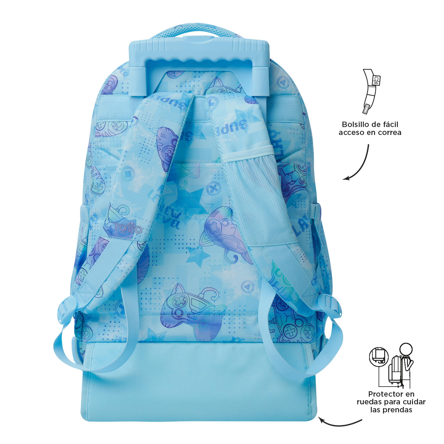 Totto Mochila escolar ruedas Renglones Polar Poliéster reciclado 32 x 45.5 x 18 5/5