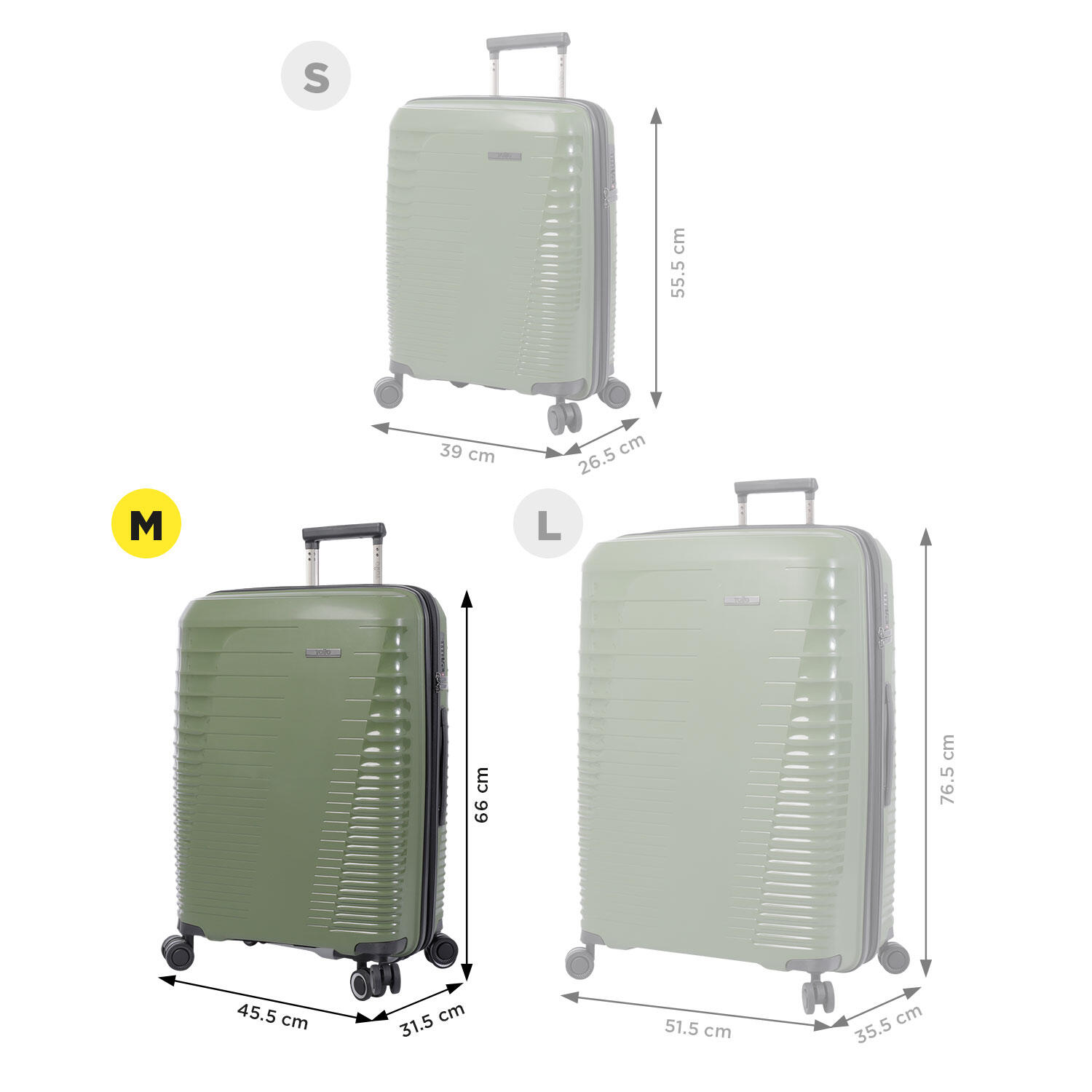 Totto Maleta mediana Traveler Verde Polipropileno 45.5 x 66 x 31.5 cm 3/5