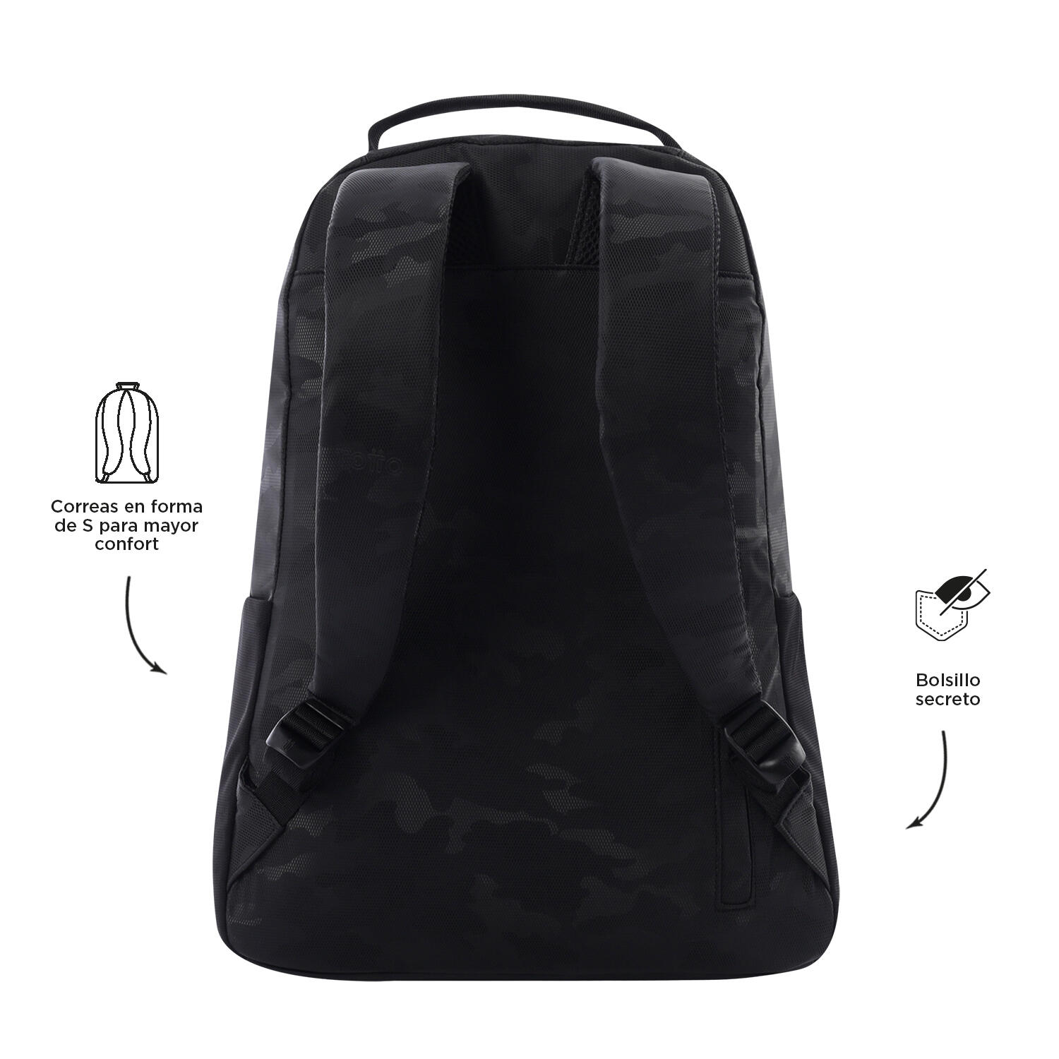Totto Mochila urbana Detroit Black Poliéster 33 x 45 x 13 cm 3/5