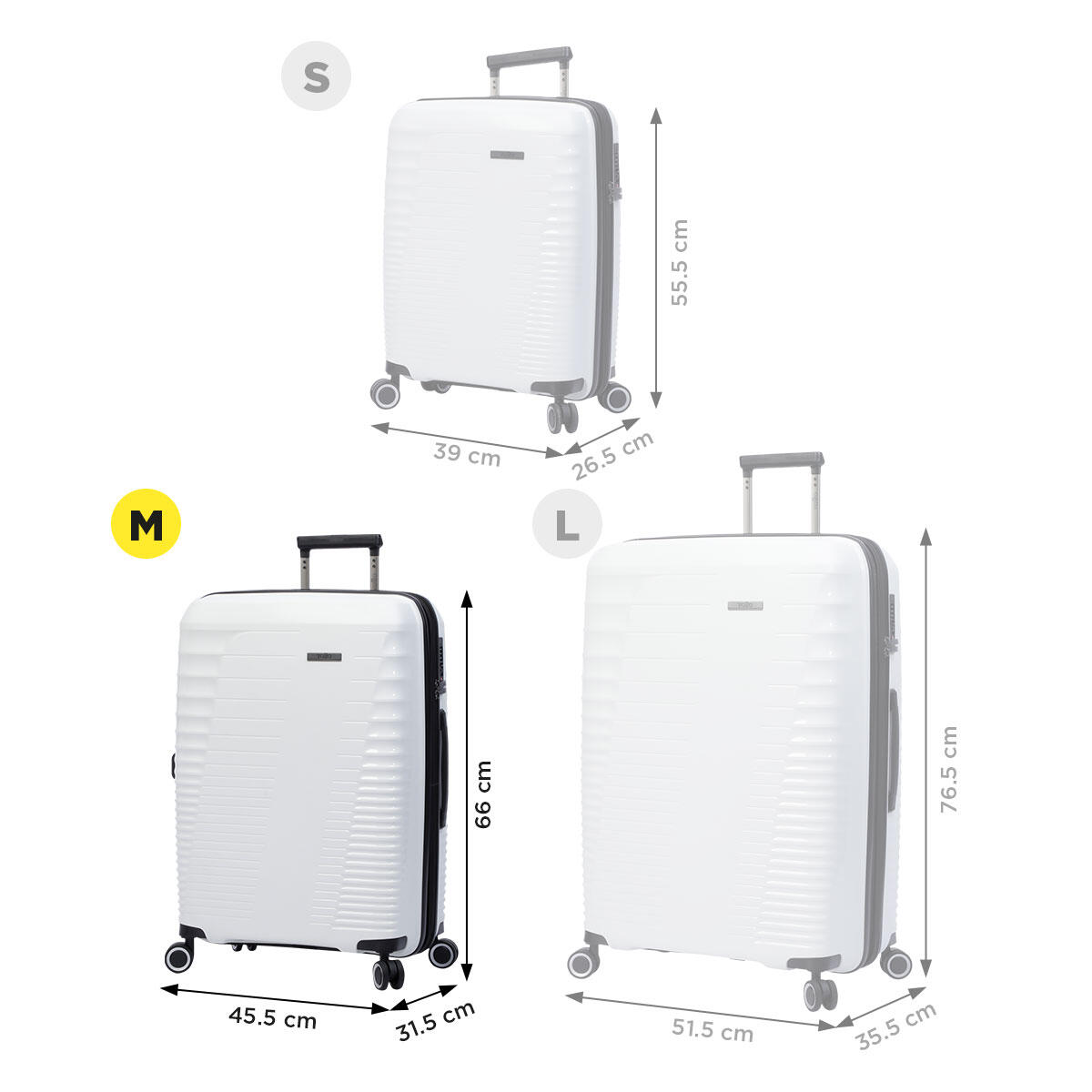 Totto Maleta mediana Traveler Blanco Polipropileno 45.5 x 66 x 31.5 cm 3/5