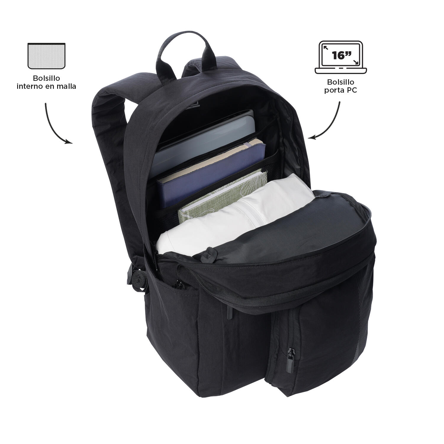 Totto Mochila urbana Duality Negro Poliamida 29 x 42 x 15 cm 4/5