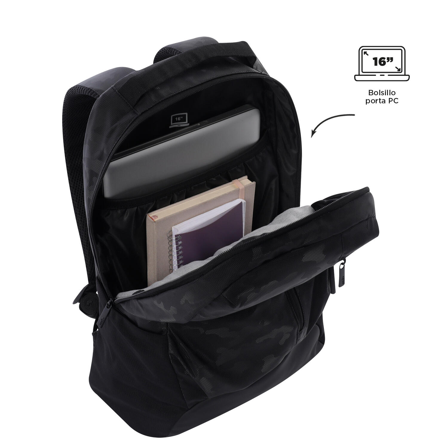 Totto Mochila urbana Detroit Black Poliéster 33 x 45 x 13 cm 4/5