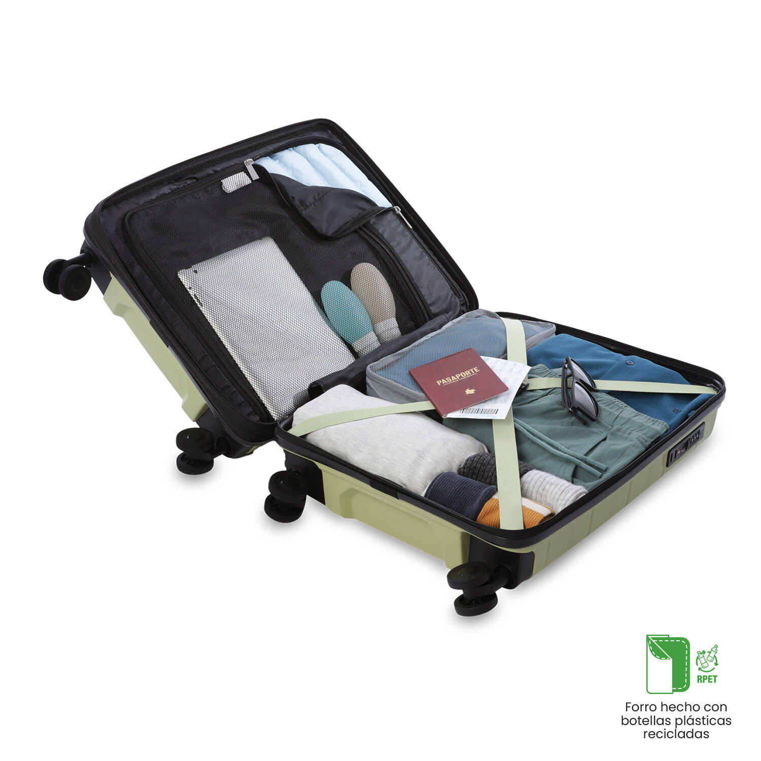 Totto Maleta de cabina Glide Verde Polipropileno 40.3 x54.5 x 22.5 cm 4/5