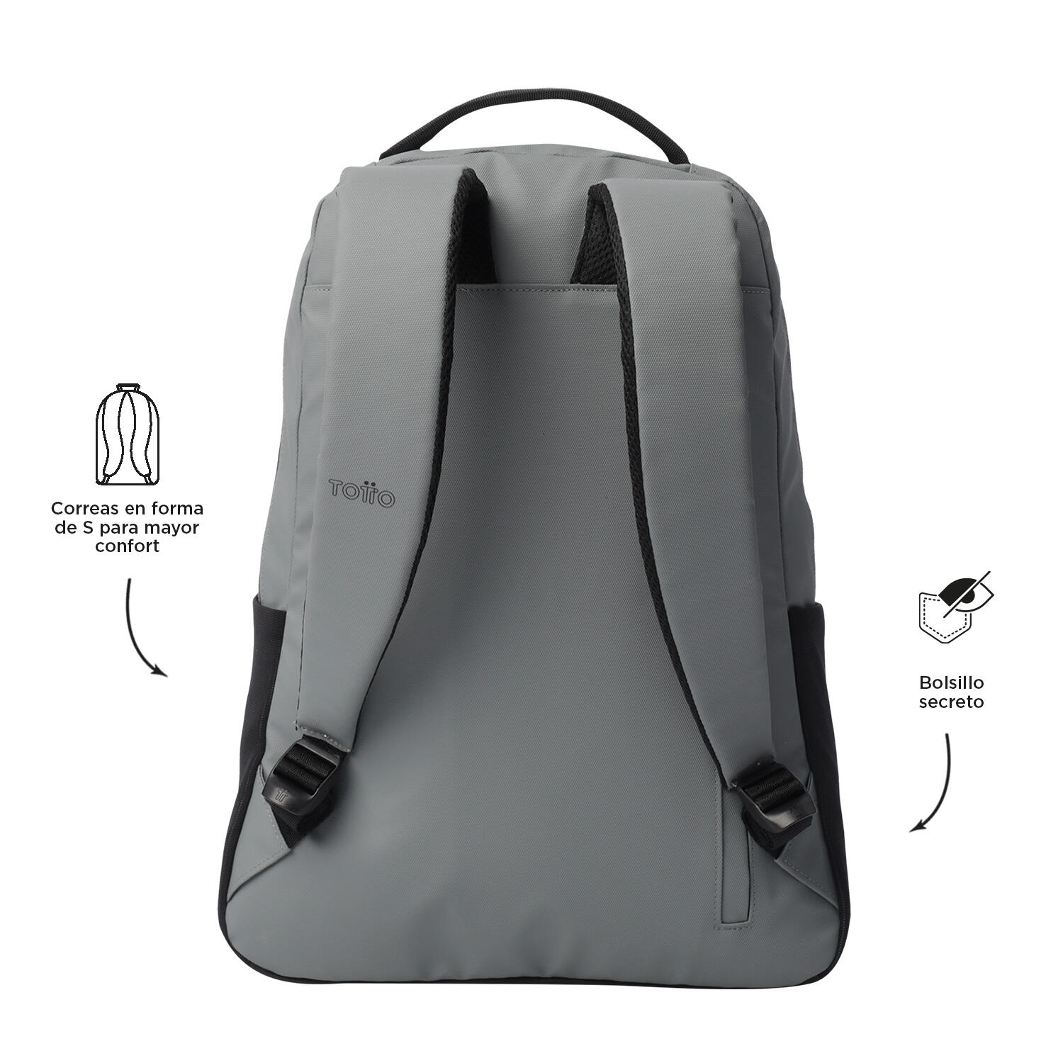 Totto Mochila urbana Detroit Gris Poliéster 33 x 45 x 13 cm 4/5
