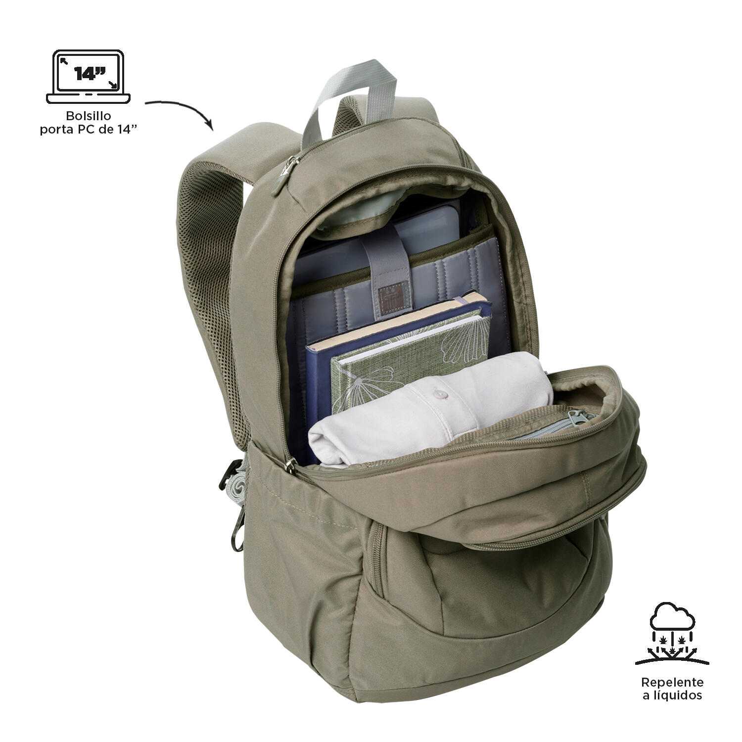 Totto Mochila urbana Goctal 2.0 Desert Taupe Poliéster 44 x 32.5 x 18 cm 4/5