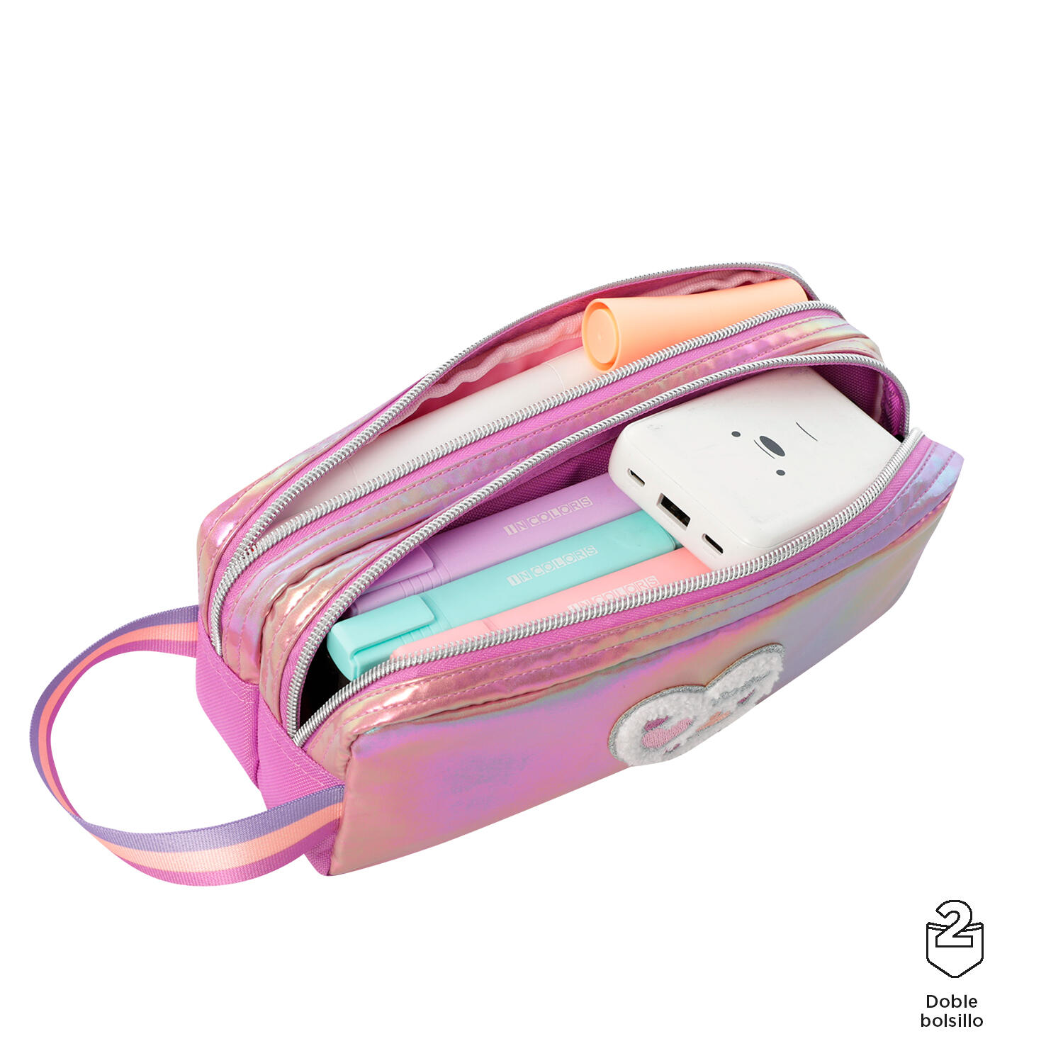 Totto Estuche infantil Glowy Rosa Poliéster 20.5 x 10 x 7.5 cm 3/4