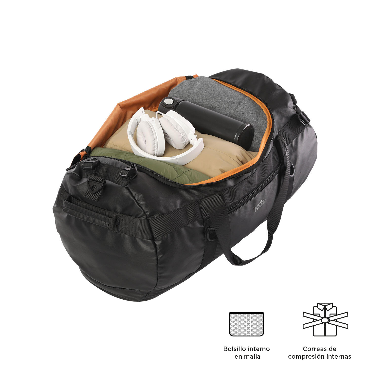 Totto Bolsa viaje 2 en 1 Barrel Negro Poliéster 54 x 31 x 30.5 cm 4/5